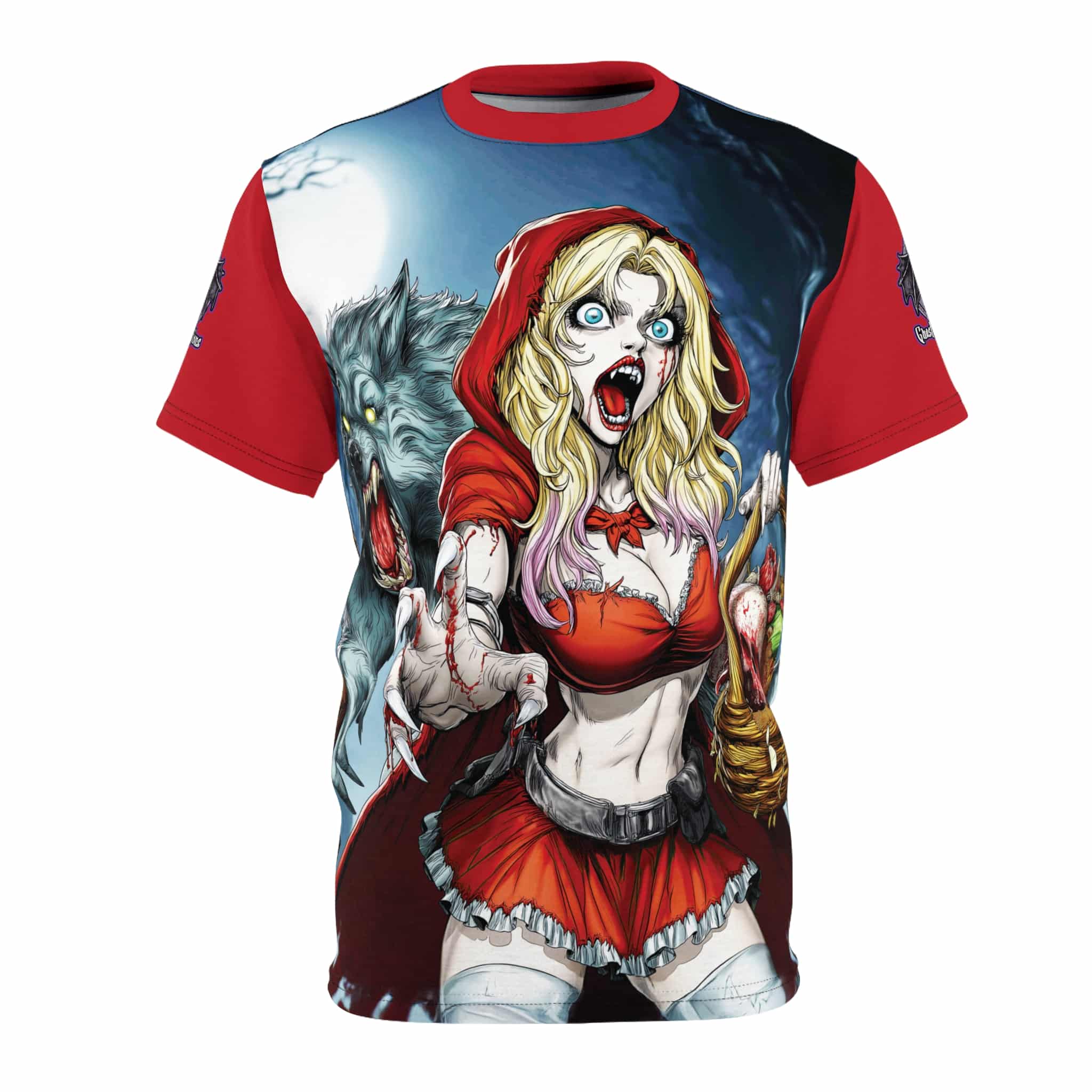 Vampire Red Riding Hood By Ghastly Wicked Tales 2025-01 Tee Unisex (AOP) Red