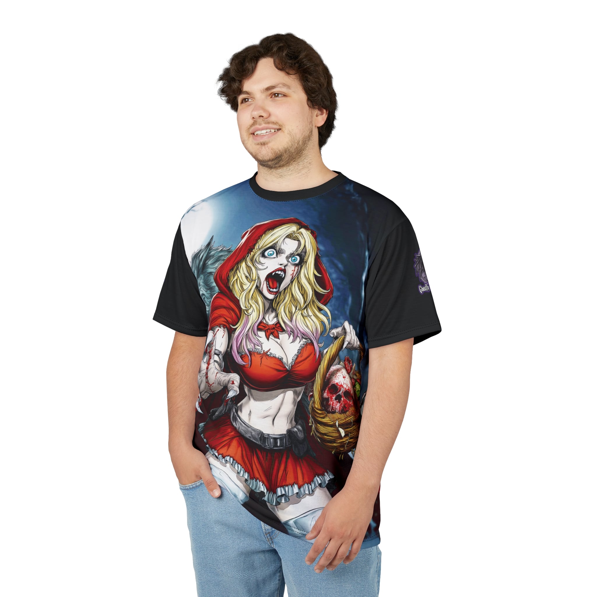 Vampire Red Riding Hood By Ghastly Wicked Tales 2025-01 Tee Unisex (AOP) - Image 10