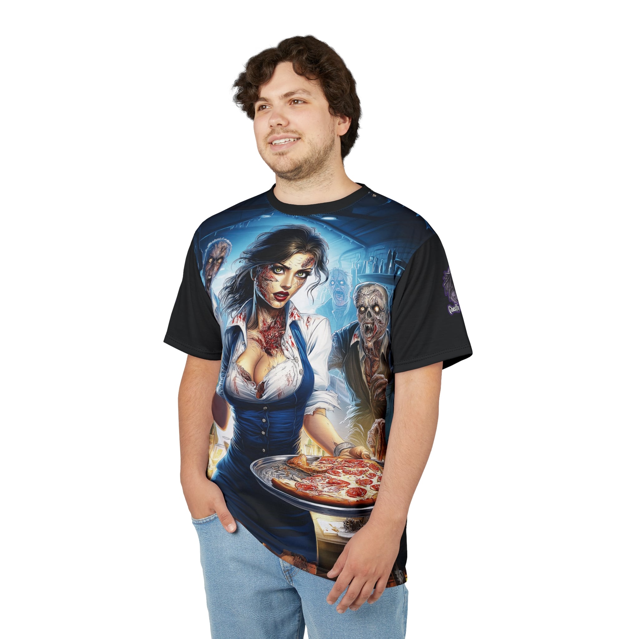 Zombies In Everyday Life Waitress 2025-04 Tee Unisex (AOP) - Image 10