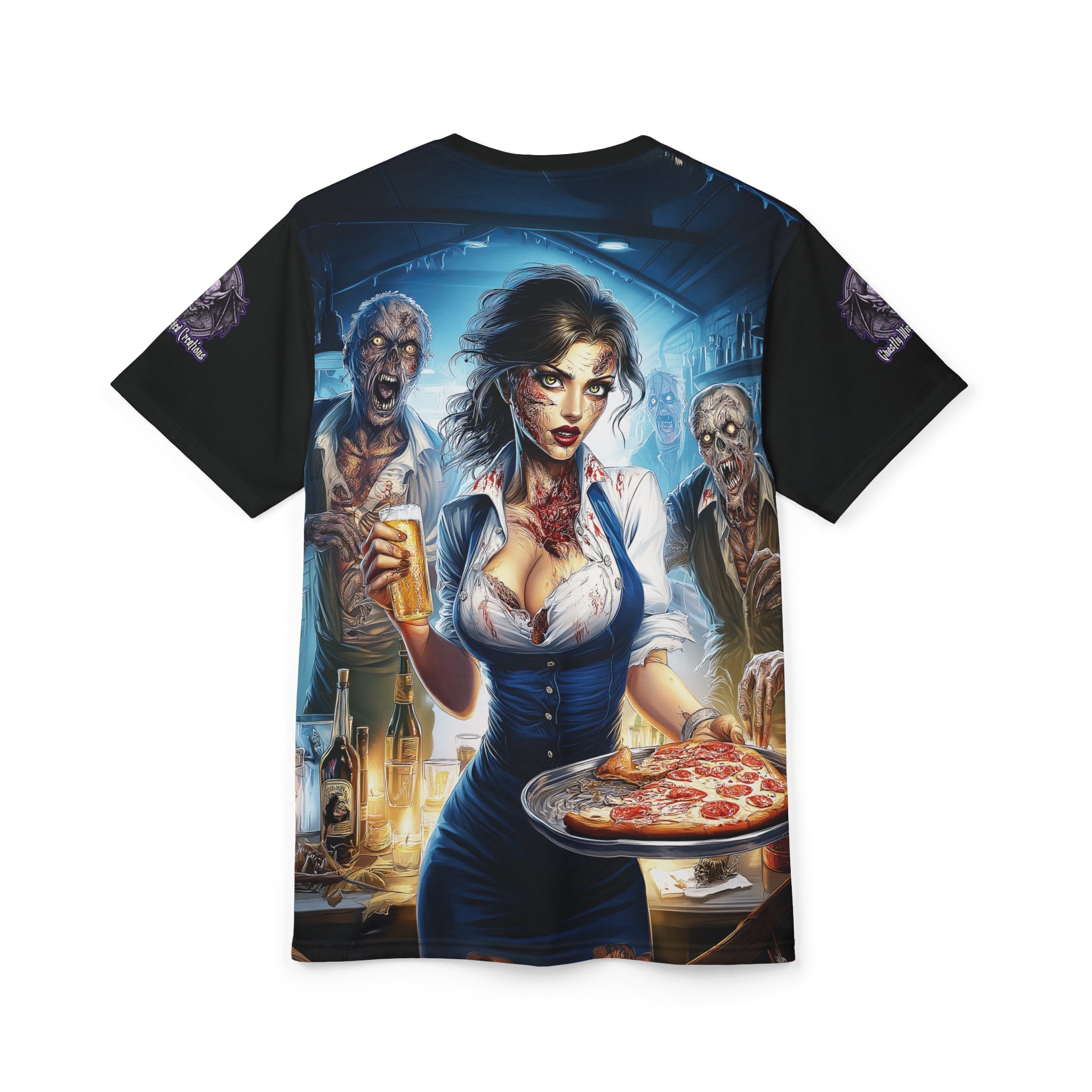 Zombies In Everyday Life Waitress 2025-04 Tee Unisex (AOP) - Image 8