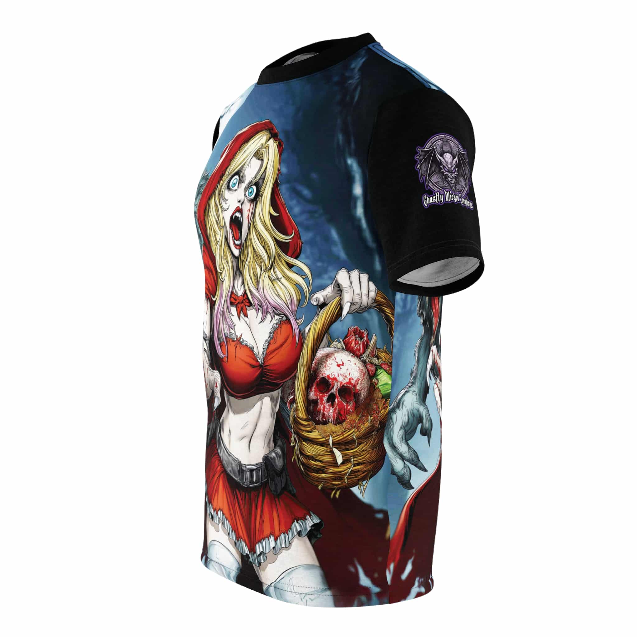 Vampire Red Riding Hood By Ghastly Wicked Tales 2025-01 Tee Unisex (AOP) - Image 3