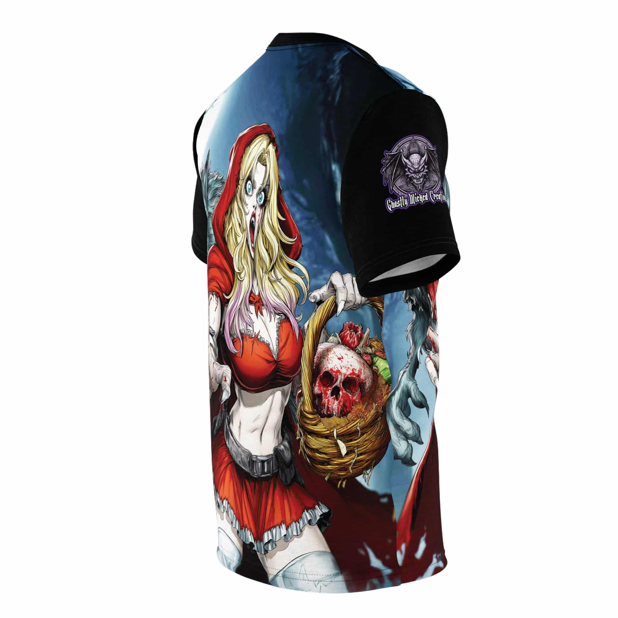 Vampire Red Riding Hood By Ghastly Wicked Tales 2025-01 Tee Unisex (AOP) - Image 4