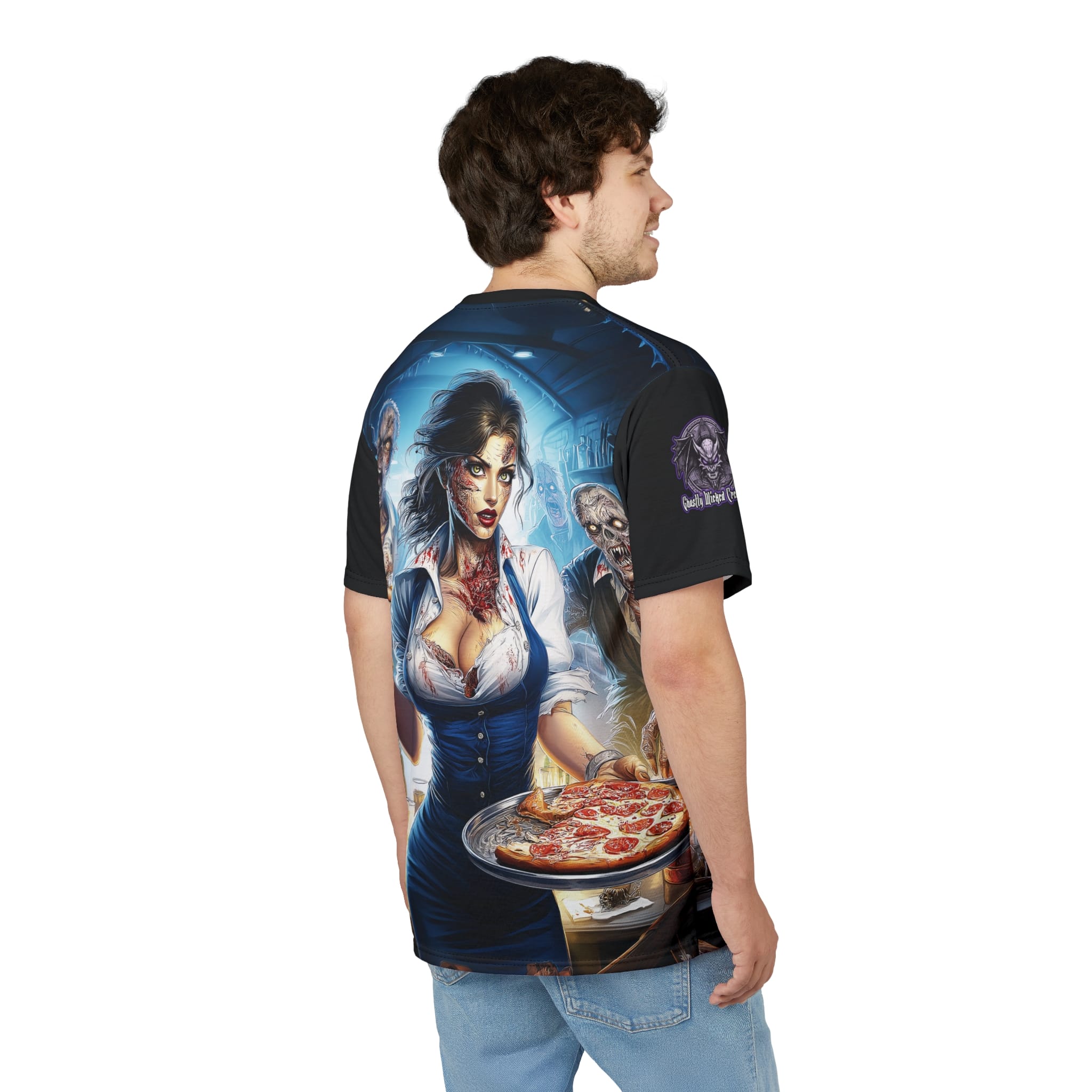 Zombies In Everyday Life Waitress 2025-04 Tee Unisex (AOP) - Image 13