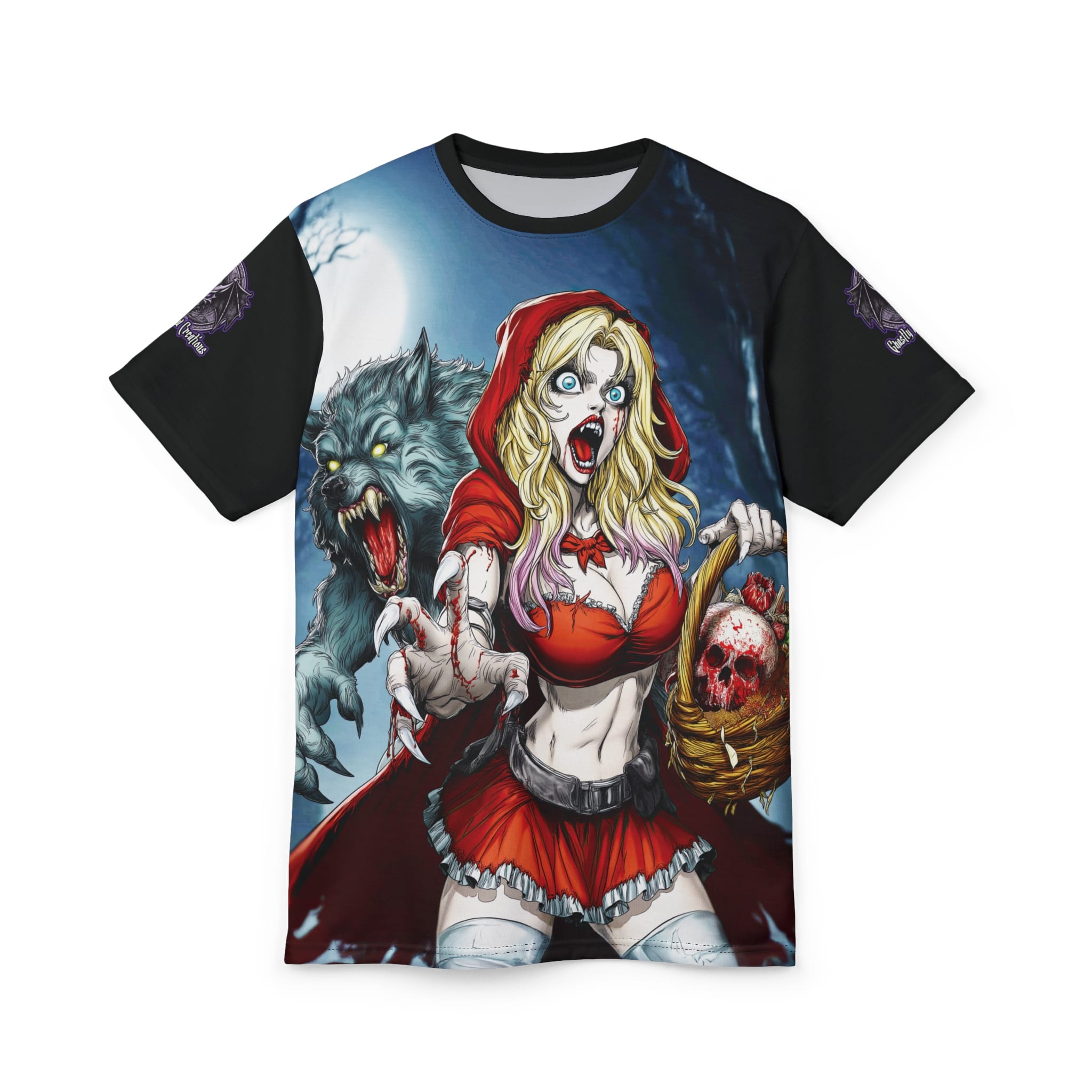 Vampire Red Riding Hood By Ghastly Wicked Tales 2025-01 Tee Unisex (AOP) - Image 6