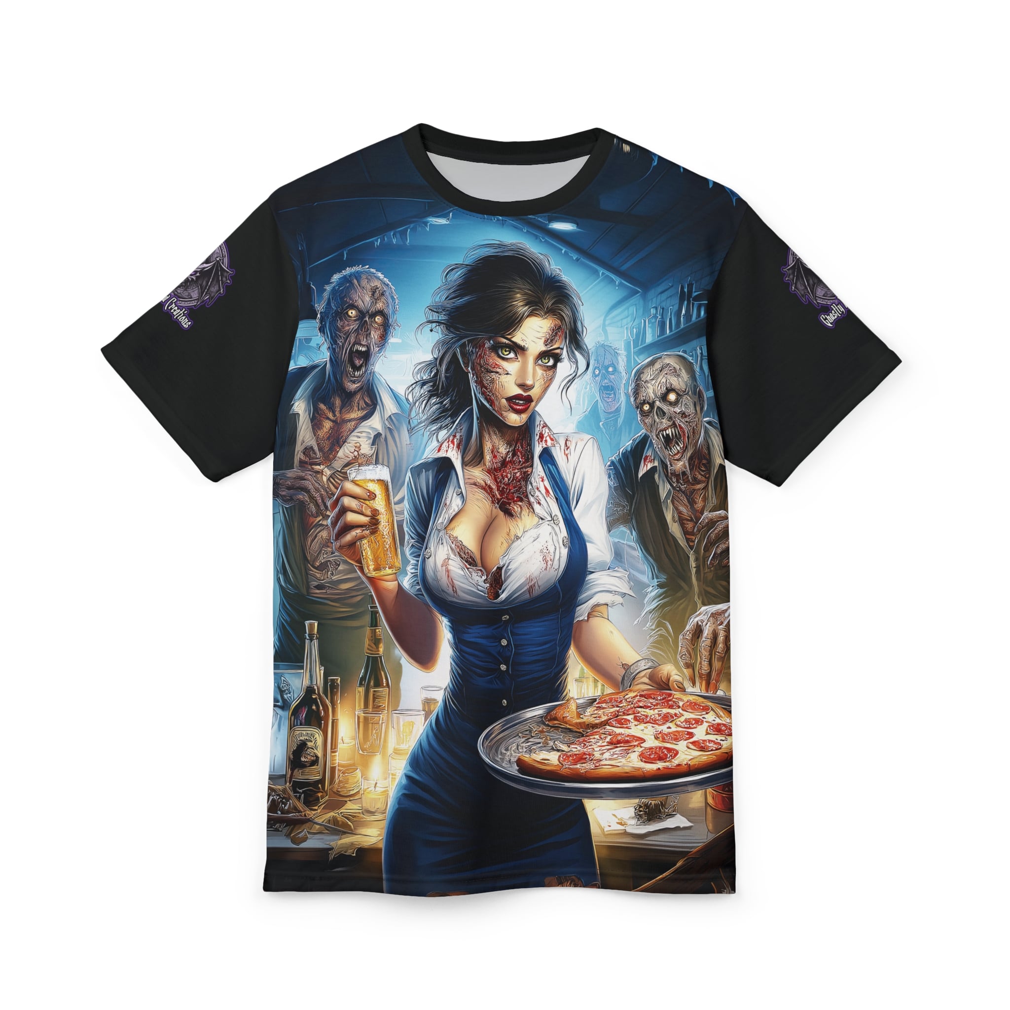 Zombies In Everyday Life Waitress 2025-04 Tee Unisex (AOP) - Image 6