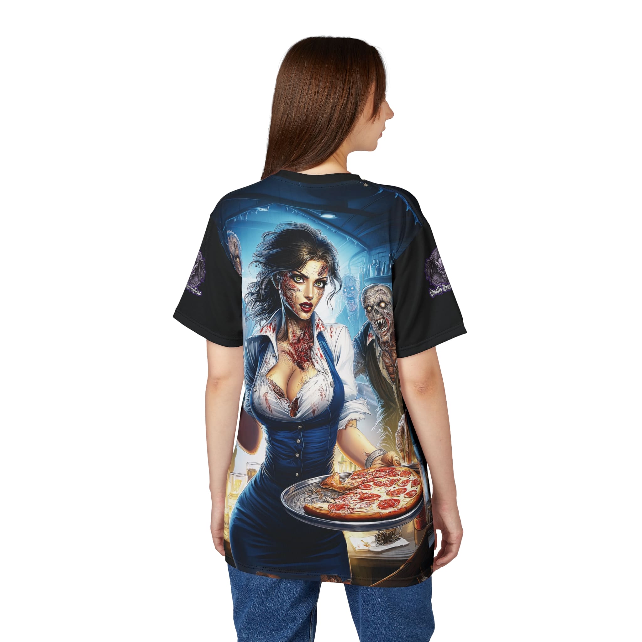 Zombies In Everyday Life Waitress 2025-04 Tee Unisex (AOP) - Image 14