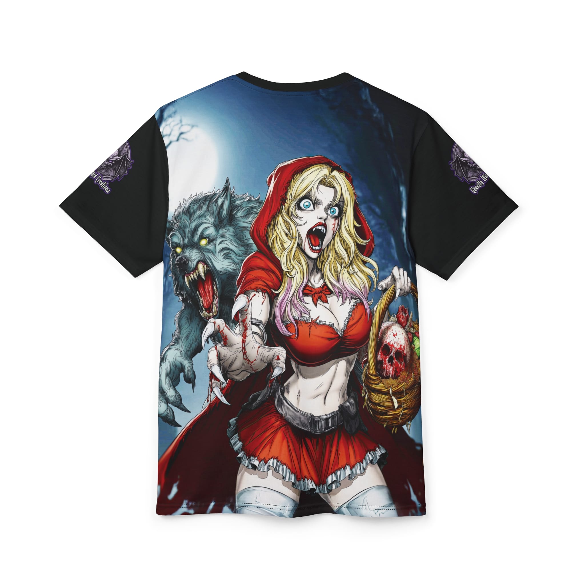 Vampire Red Riding Hood By Ghastly Wicked Tales 2025-01 Tee Unisex (AOP) - Image 8