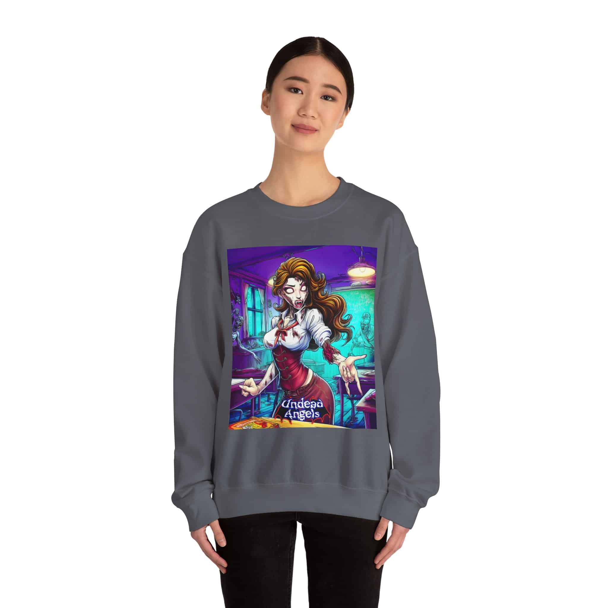 Undead Angels Teacher Charlotte Classic Reborn Style II Unisex Heavy Blend™ Crewneck Sweatshirt - Image 22