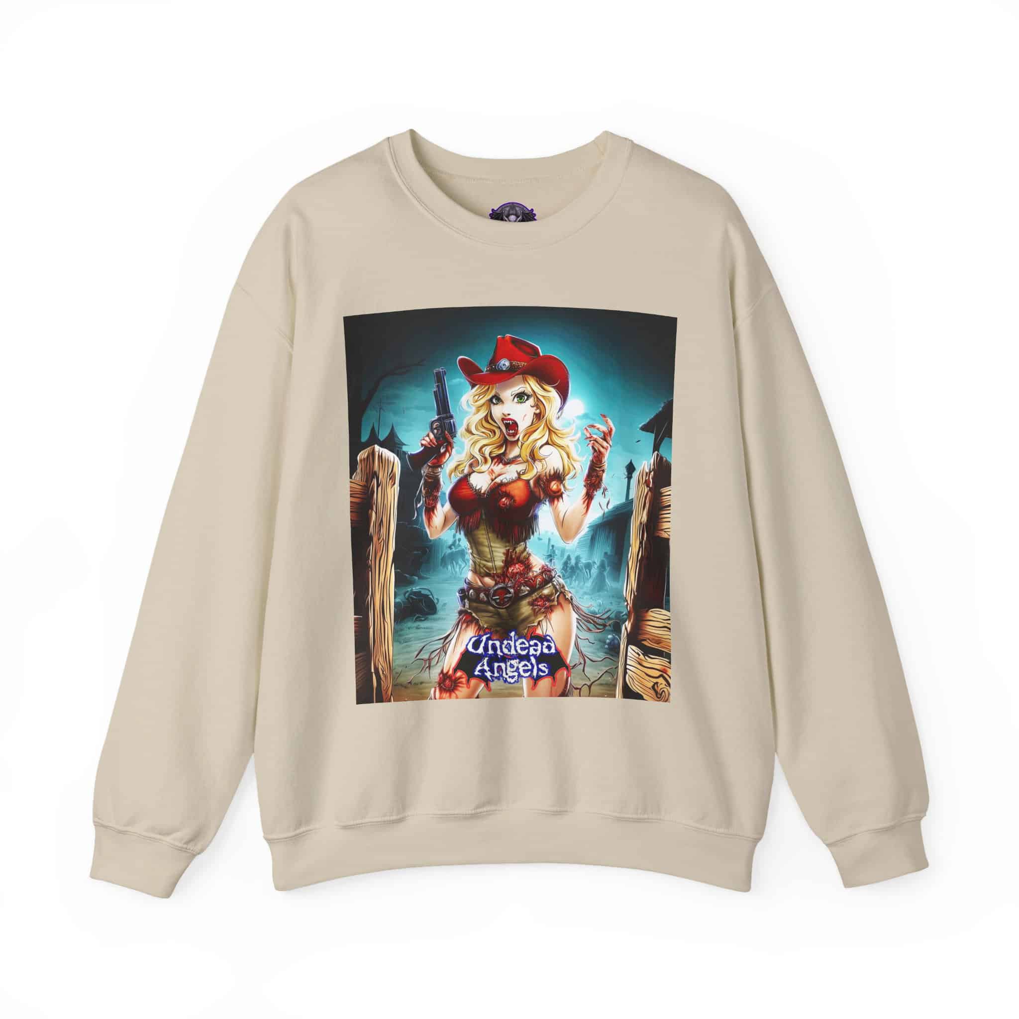 Undead Angels Zombie Cowgirl Cassidy Classic Reborn Style II Unisex Heavy Blend™ Crewneck Sweatshirt - Image 5