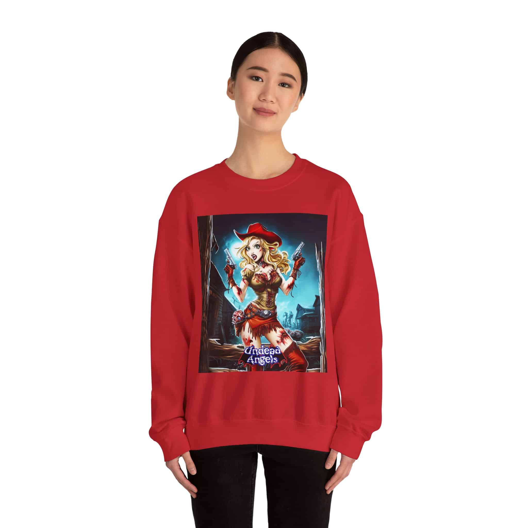 Undead Angels Zombie Cowgirl Cassidy Classic Reborn Style III Unisex Heavy Blend™ Crewneck Sweatshirt - Image 30