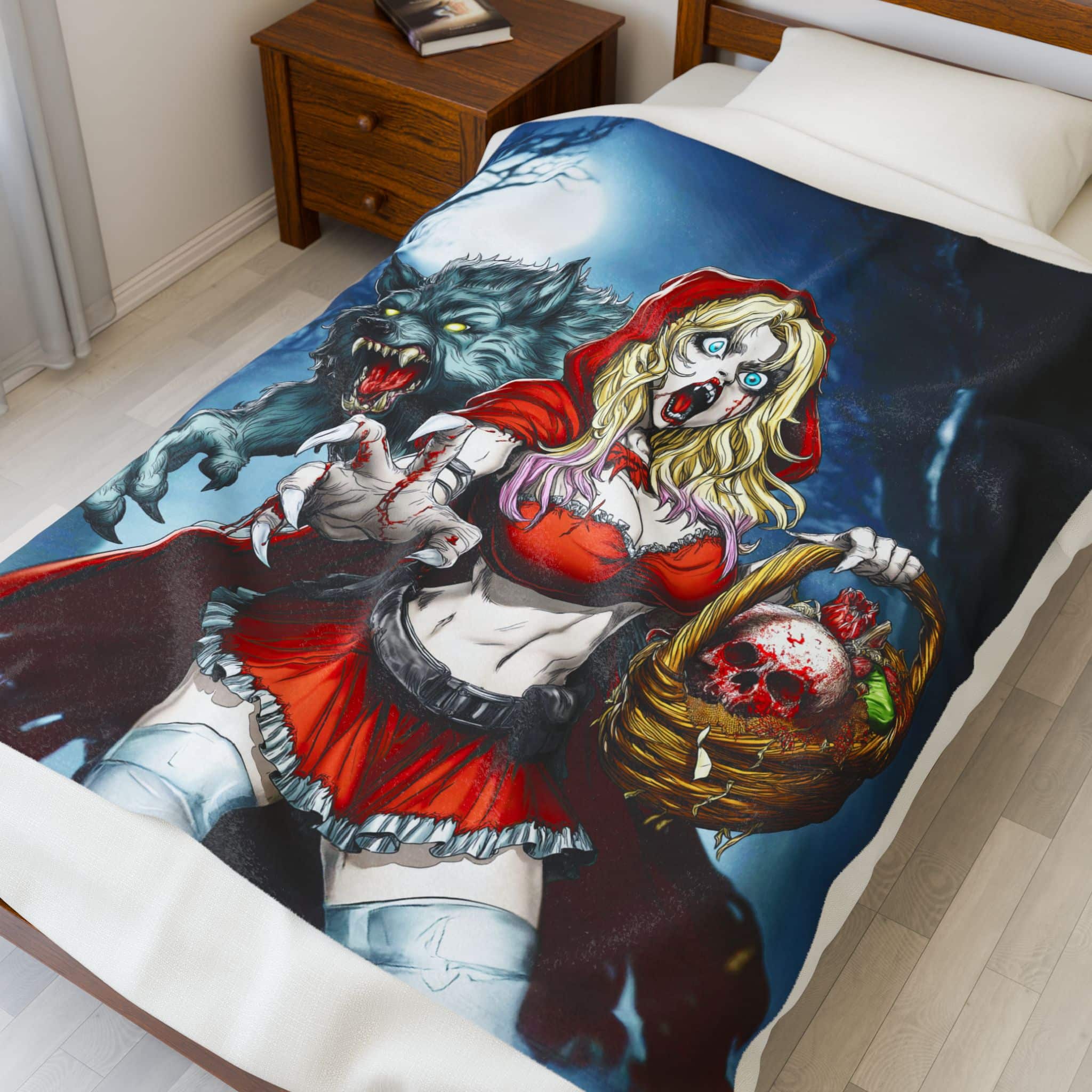 Vampire Red Riding Hood By Ghastly Wicked Tales 2025-01 Plush Blanket, Cozy Throw for Fall Decor, Fairy Tales - Image 3