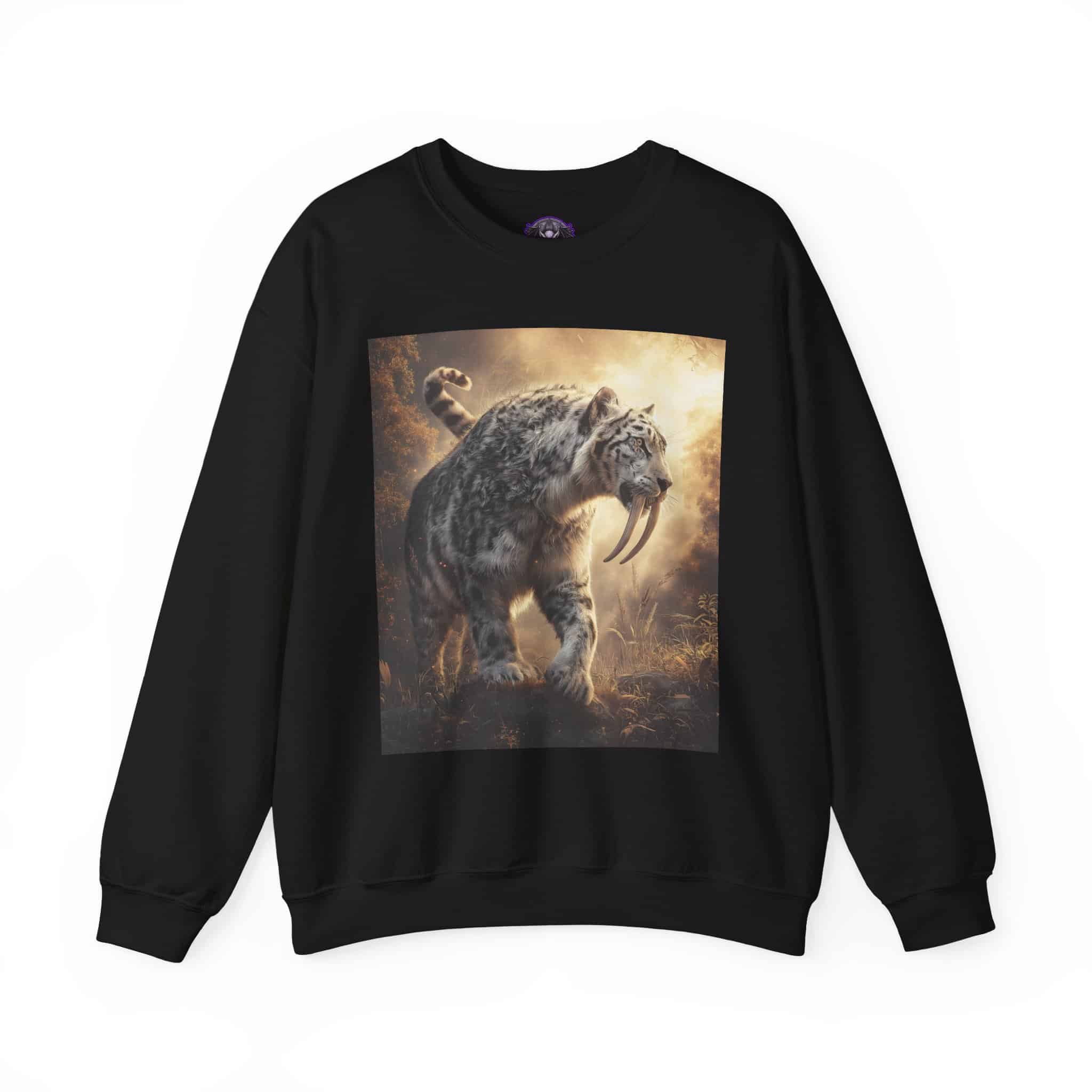 Prehistoric Smilodon aka Sabre-Tooth Tiger VIII Unisex Heavy Blend™ Crewneck Sweatshirt - Image 4
