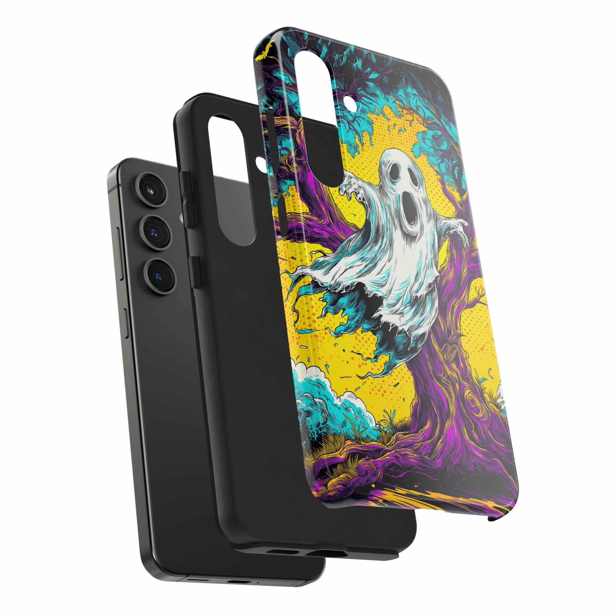 Ghost & Spooky Tree Pop 60’s Art Style Samsung S21, S22, S23, & S24 Tough Phone Cases - Image 4