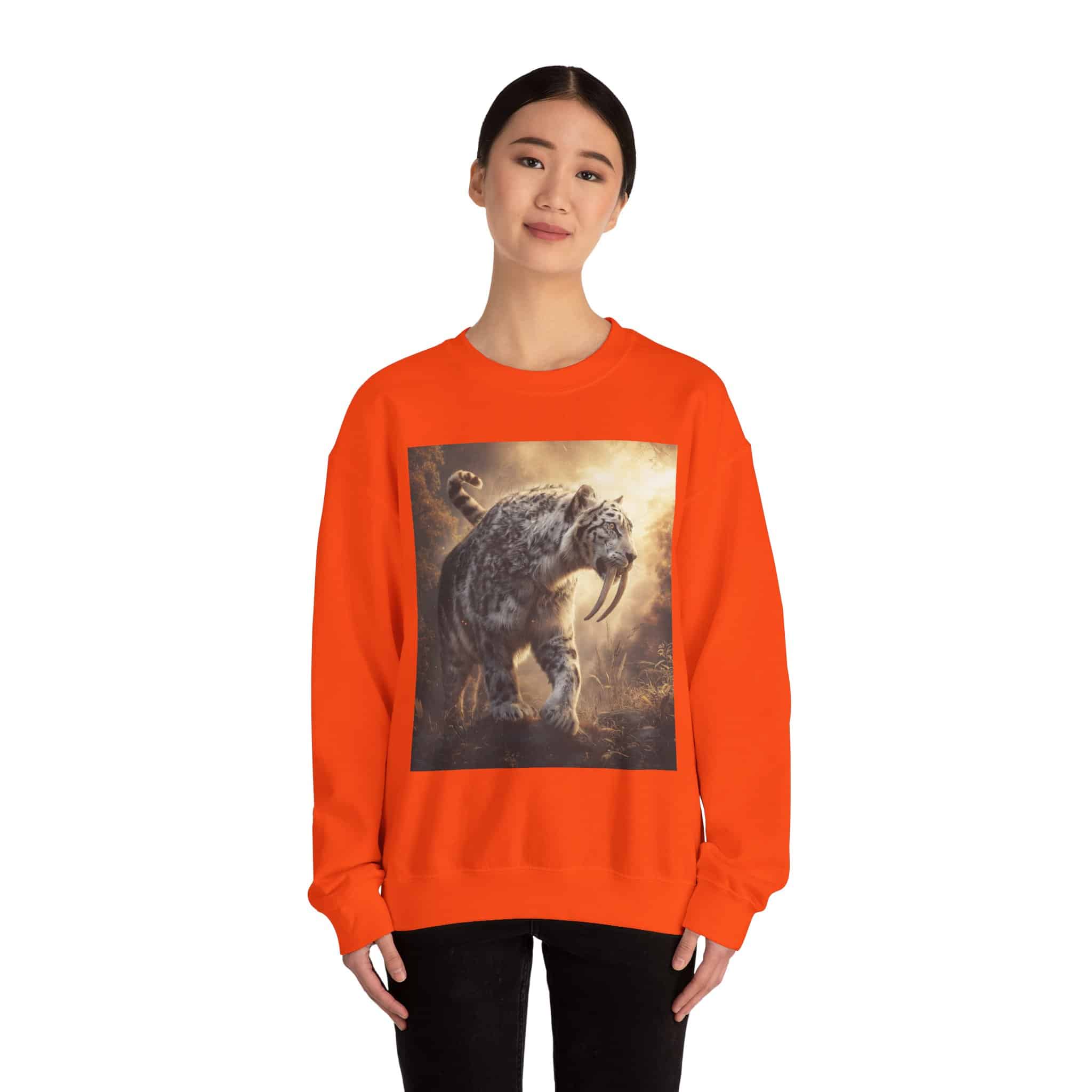 Prehistoric Smilodon aka Sabre-Tooth Tiger VIII Unisex Heavy Blend™ Crewneck Sweatshirt - Image 20