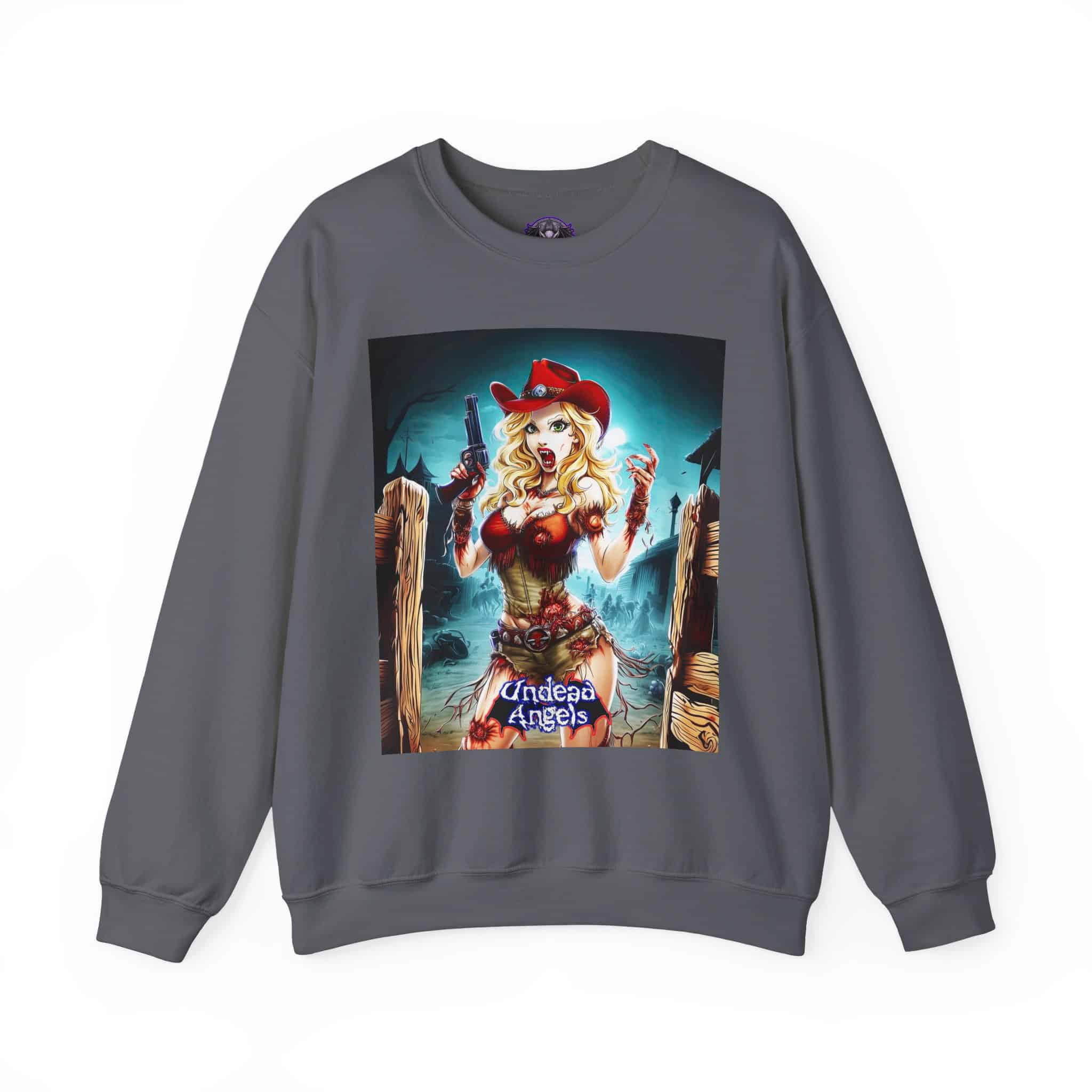Undead Angels Zombie Cowgirl Cassidy Classic Reborn Style II Unisex Heavy Blend™ Crewneck Sweatshirt - Image 19