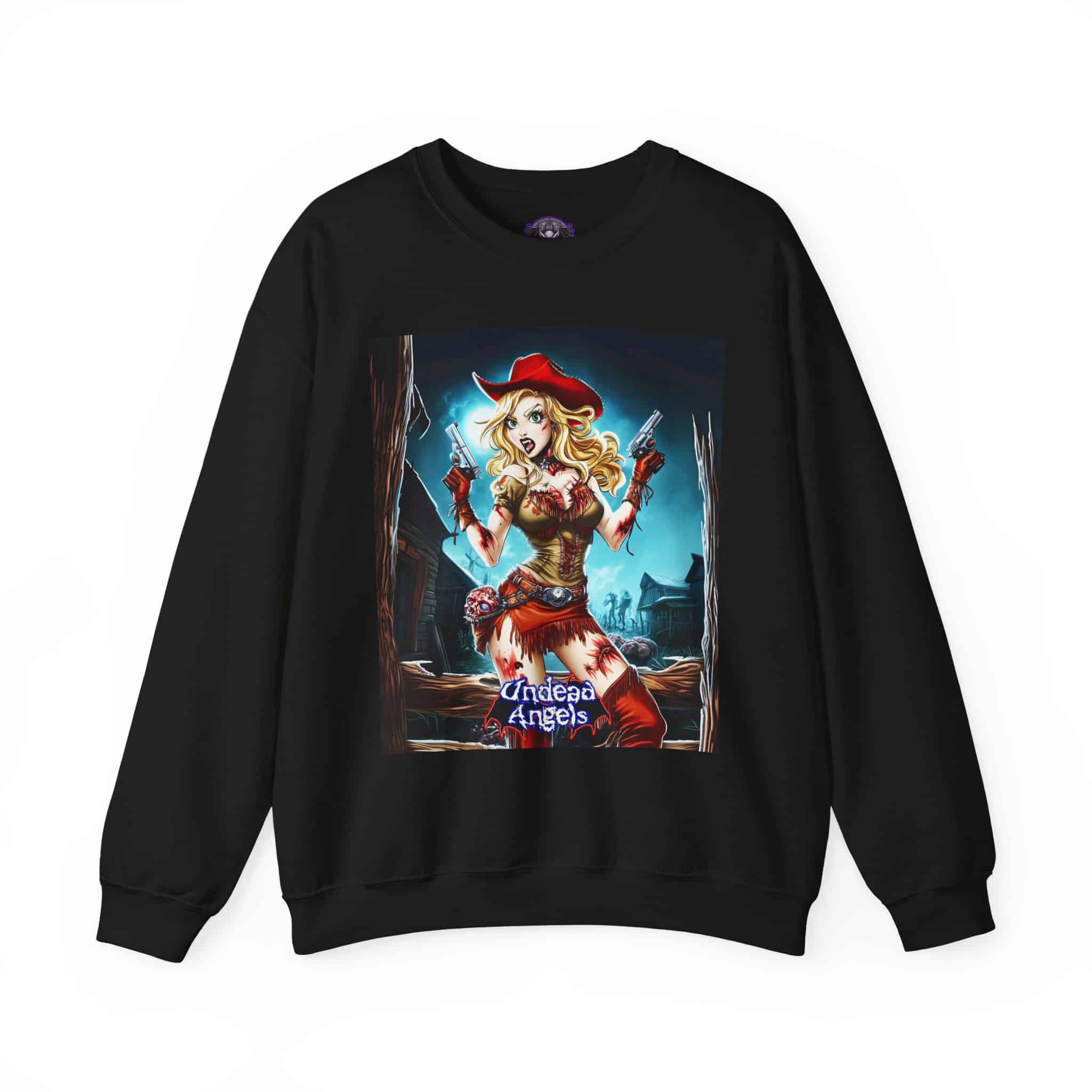 Undead Angels Zombie Cowgirl Cassidy Classic Reborn Style III Unisex Heavy Blend™ Crewneck Sweatshirt