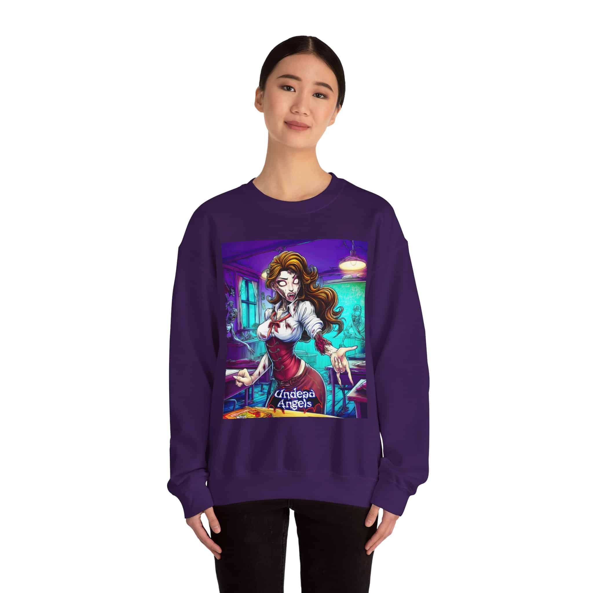 Undead Angels Teacher Charlotte Classic Reborn Style II Unisex Heavy Blend™ Crewneck Sweatshirt - Image 4