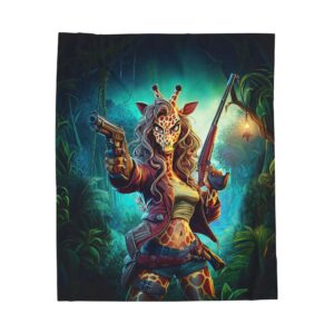 Arm The Animals: Hunter Giraffe #AA028 Plush Blanket, Cozy Throw for Fall Decor,