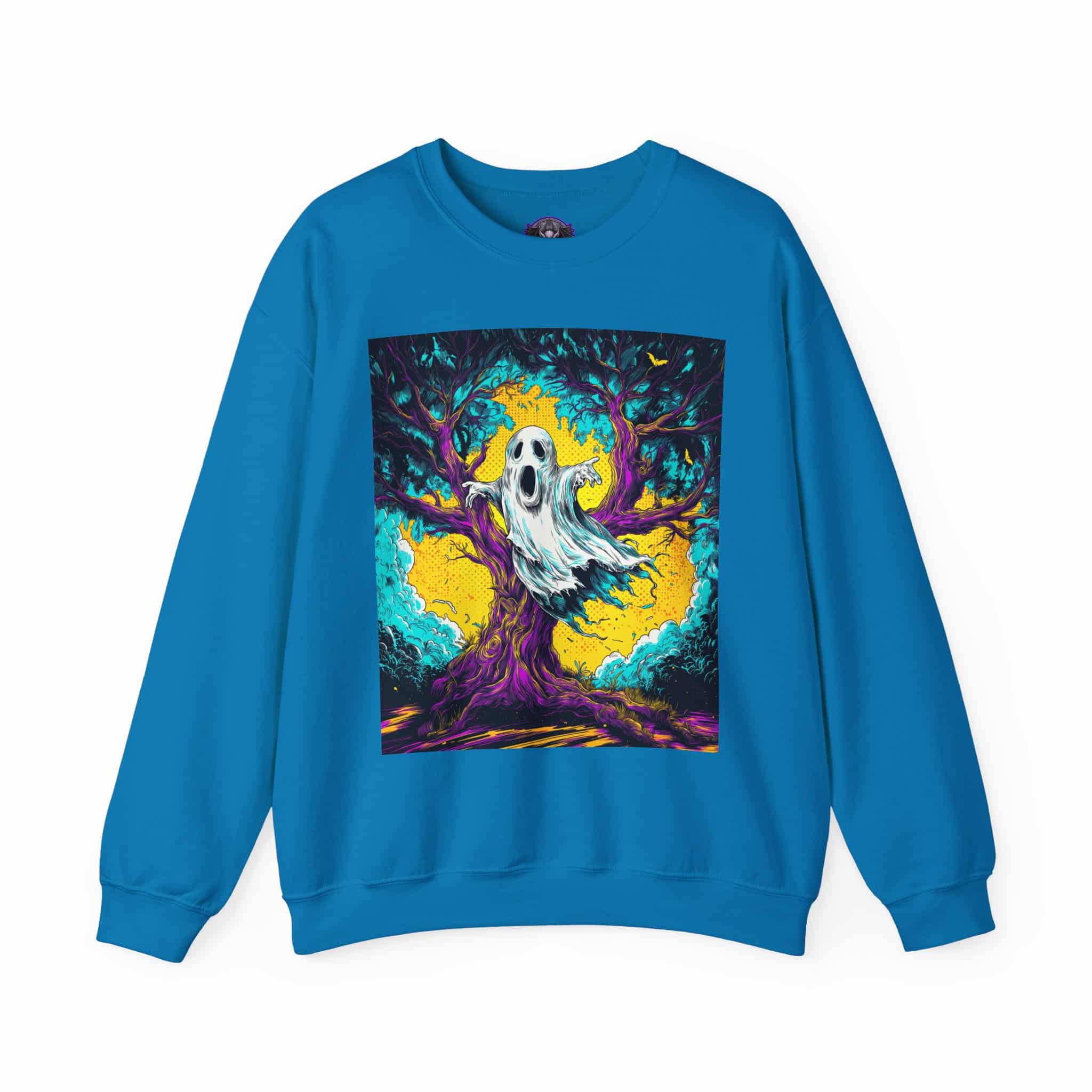 Ghost & Spooky Tree Pop 60’s Art Style Unisex Heavy Blend™ Crewneck Sweatshirt - Image 37