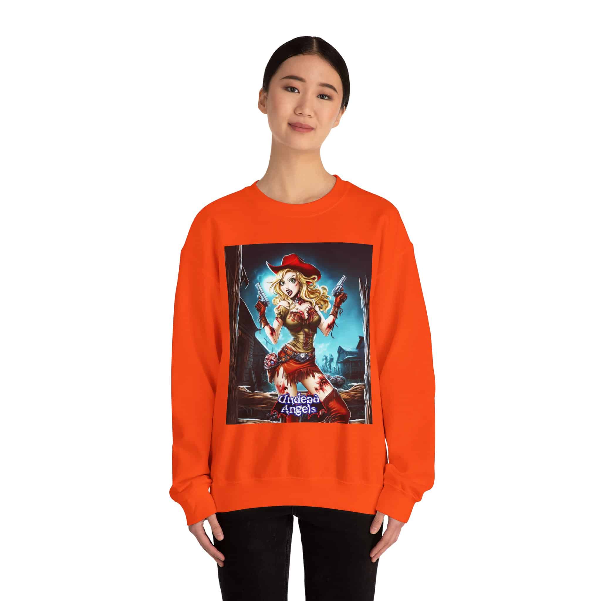 Undead Angels Zombie Cowgirl Cassidy Classic Reborn Style III Unisex Heavy Blend™ Crewneck Sweatshirt - Image 8