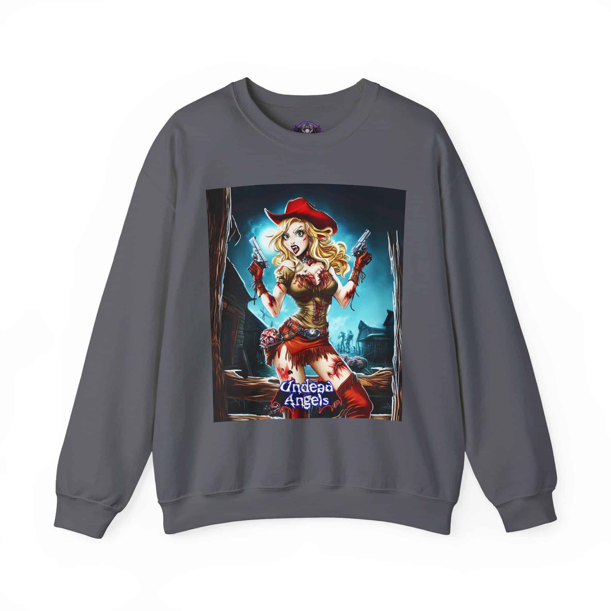 Undead Angels Zombie Cowgirl Cassidy Classic Reborn Style III Unisex Heavy Blend™ Crewneck Sweatshirt - Image 19