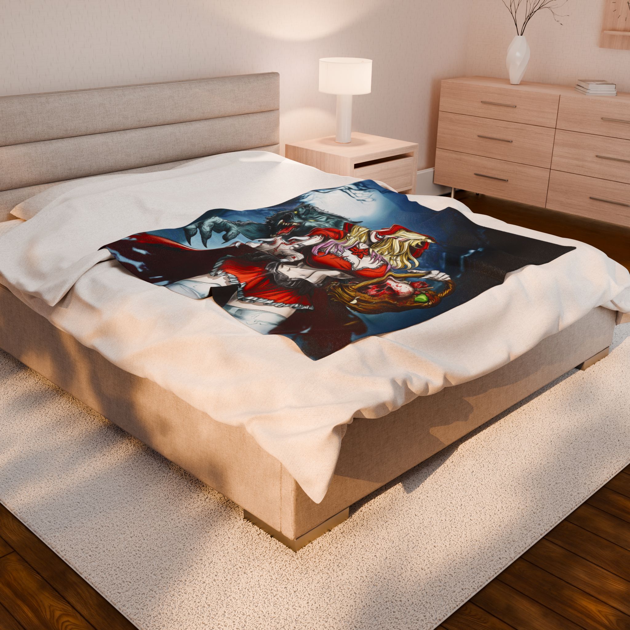 Vampire Red Riding Hood By Ghastly Wicked Tales 2025-01 Plush Blanket, Cozy Throw for Fall Decor, Fairy Tales - Image 4