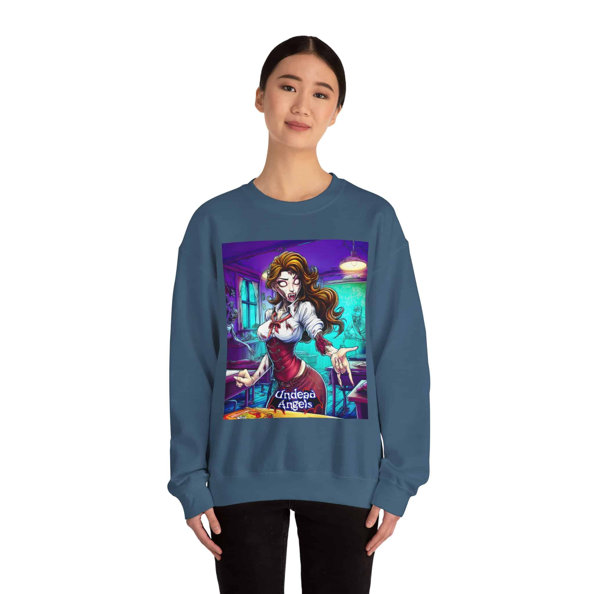 Undead Angels Teacher Charlotte Classic Reborn Style II Unisex Heavy Blend™ Crewneck Sweatshirt - Image 18