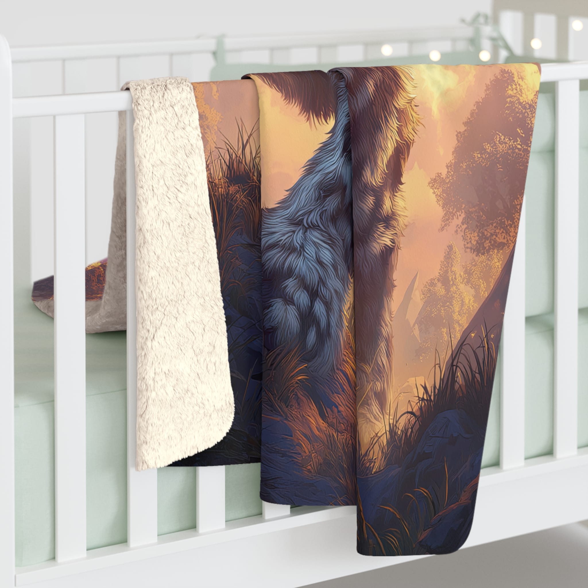 Prehistoric Smilodon aka Sabre-Tooth Tiger I Sherpa Blanket, Cozy Fleece Throw for Home Decor for Winter Nights, Unique Gift for Kids, Warm Soft Blanket - Image 4