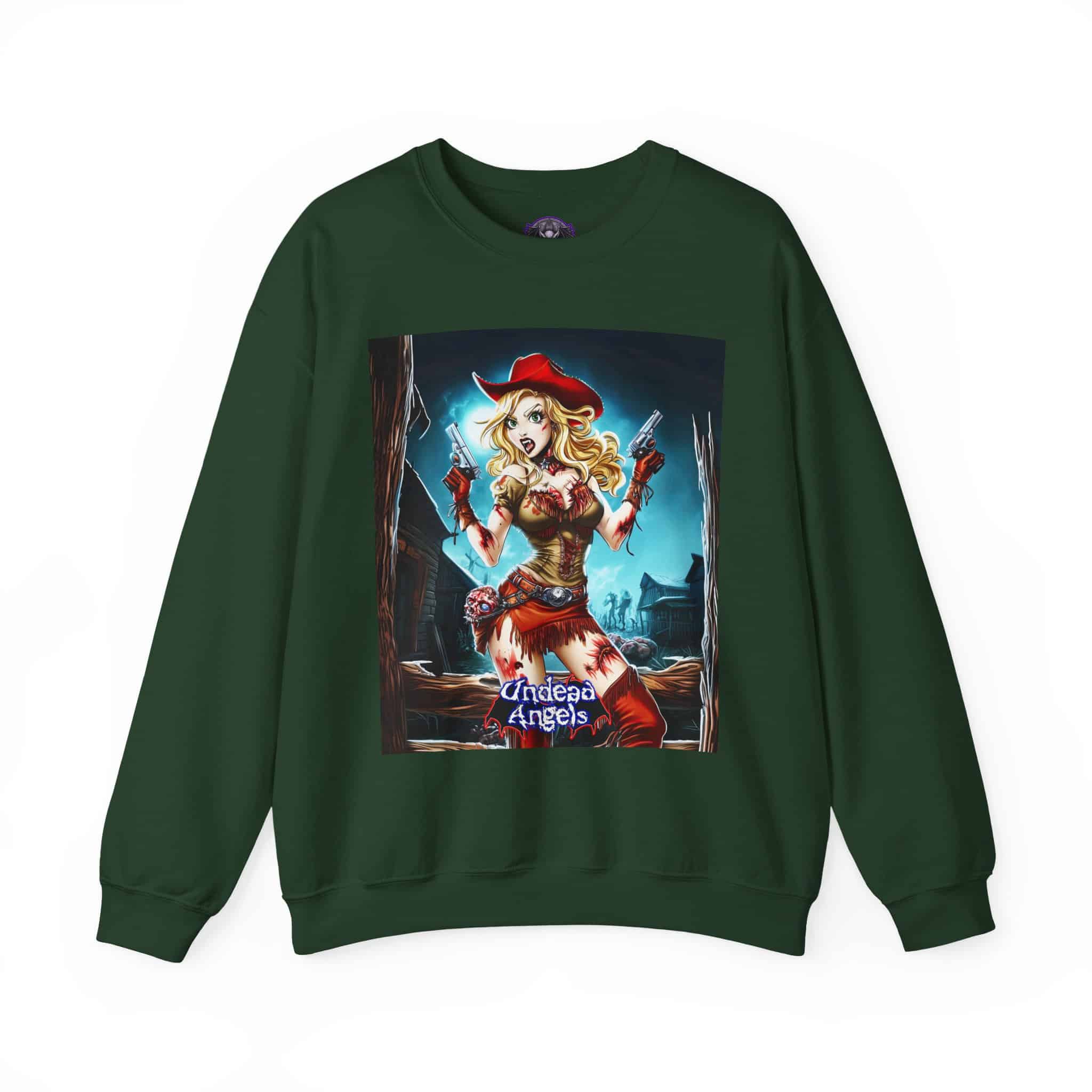 Undead Angels Zombie Cowgirl Cassidy Classic Reborn Style III Unisex Heavy Blend™ Crewneck Sweatshirt - Image 11