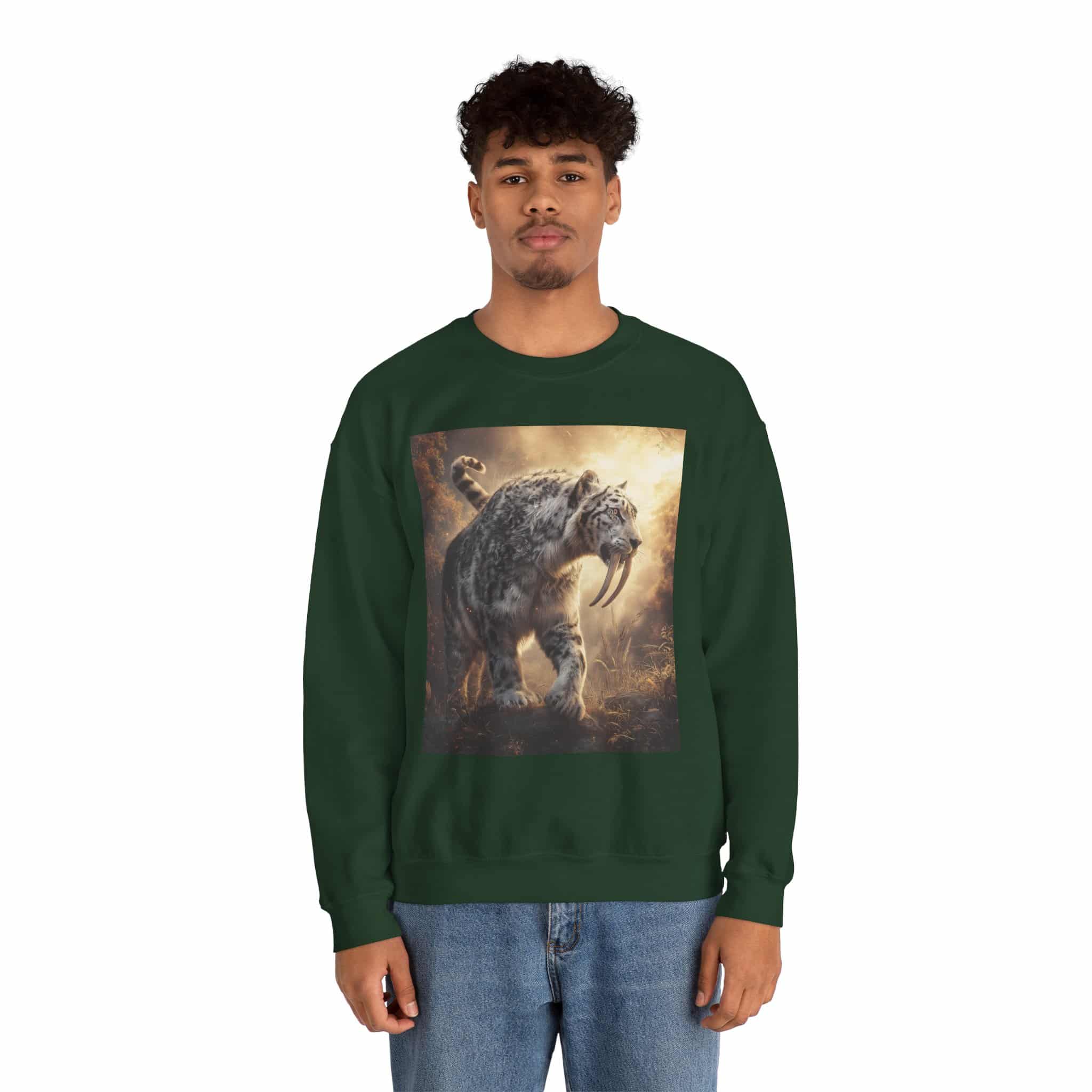 Prehistoric Smilodon aka Sabre-Tooth Tiger VIII Unisex Heavy Blend™ Crewneck Sweatshirt - Image 15