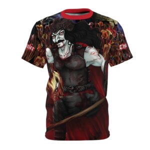 Vlad The Impaler Conquest Unisex Cut & Sew Tee (AOP) - Red Collar