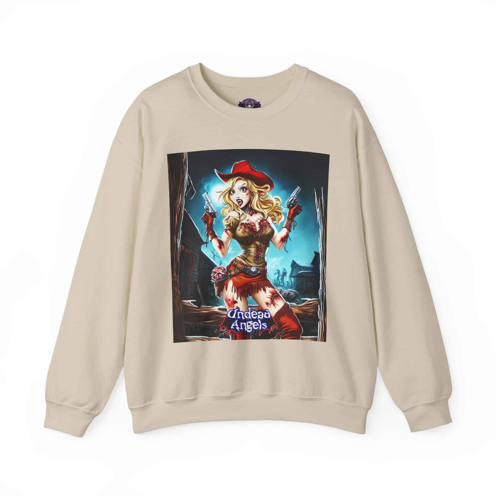 Undead Angels Zombie Cowgirl Cassidy Classic Reborn Style III Unisex Heavy Blend™ Crewneck Sweatshirt - Image 5