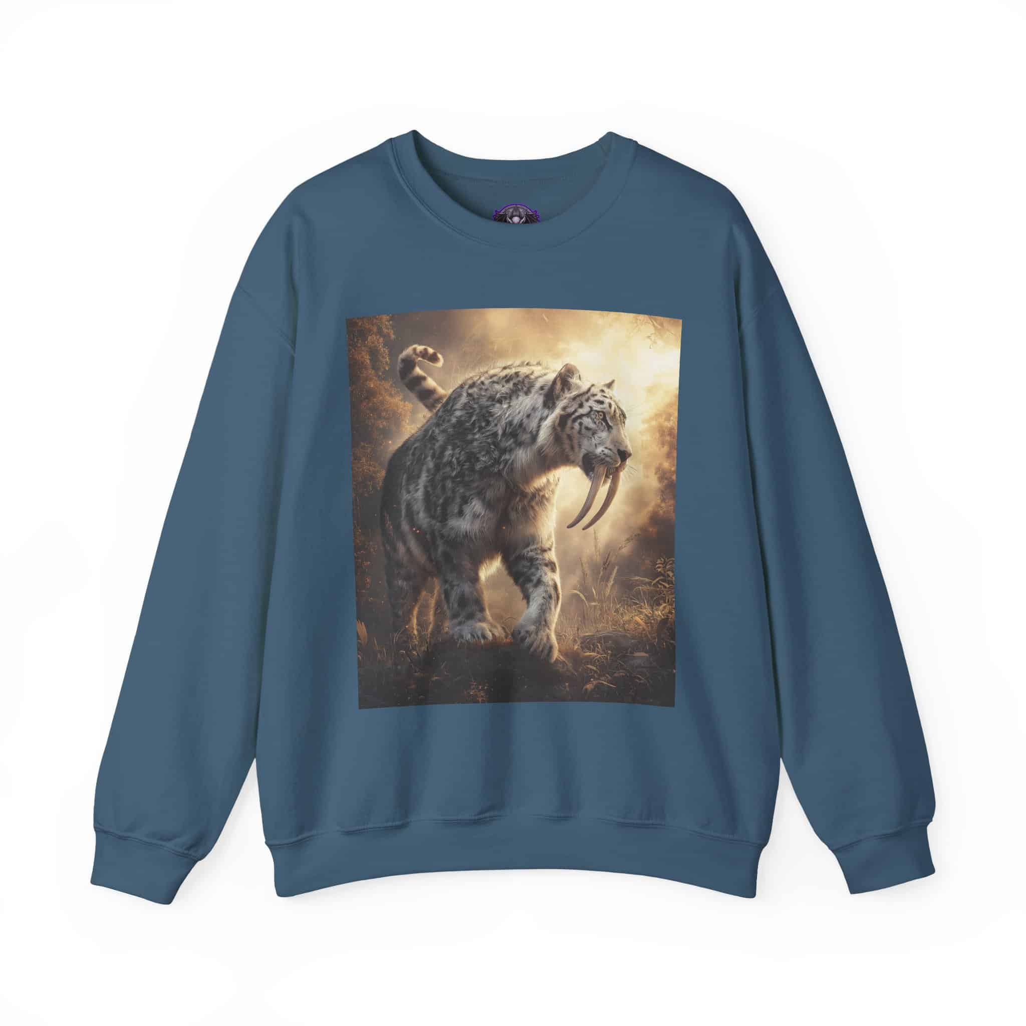 Prehistoric Smilodon aka Sabre-Tooth Tiger VIII Unisex Heavy Blend™ Crewneck Sweatshirt - Image 7