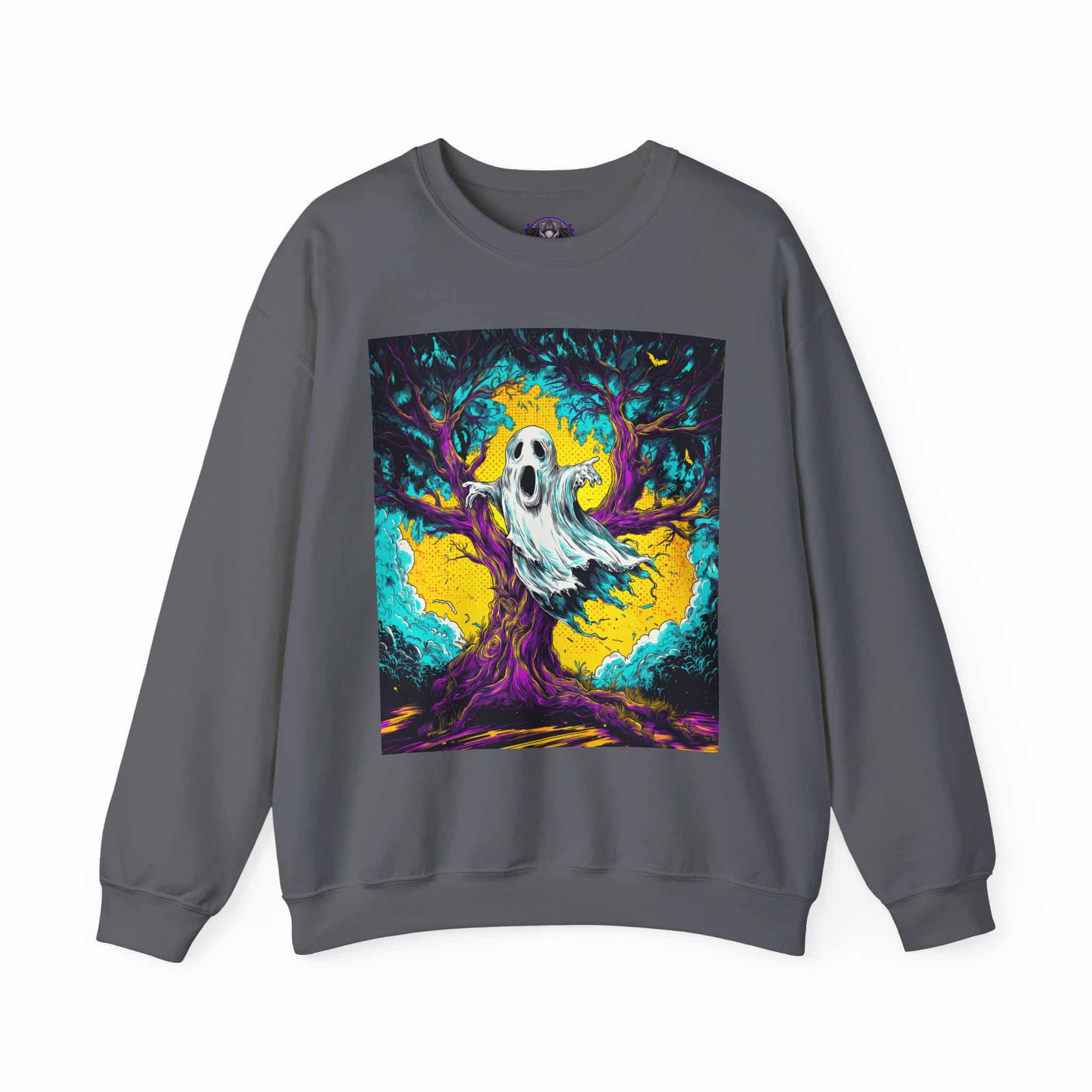 Ghost & Spooky Tree Pop 60’s Art Style Unisex Heavy Blend™ Crewneck Sweatshirt - Image 41