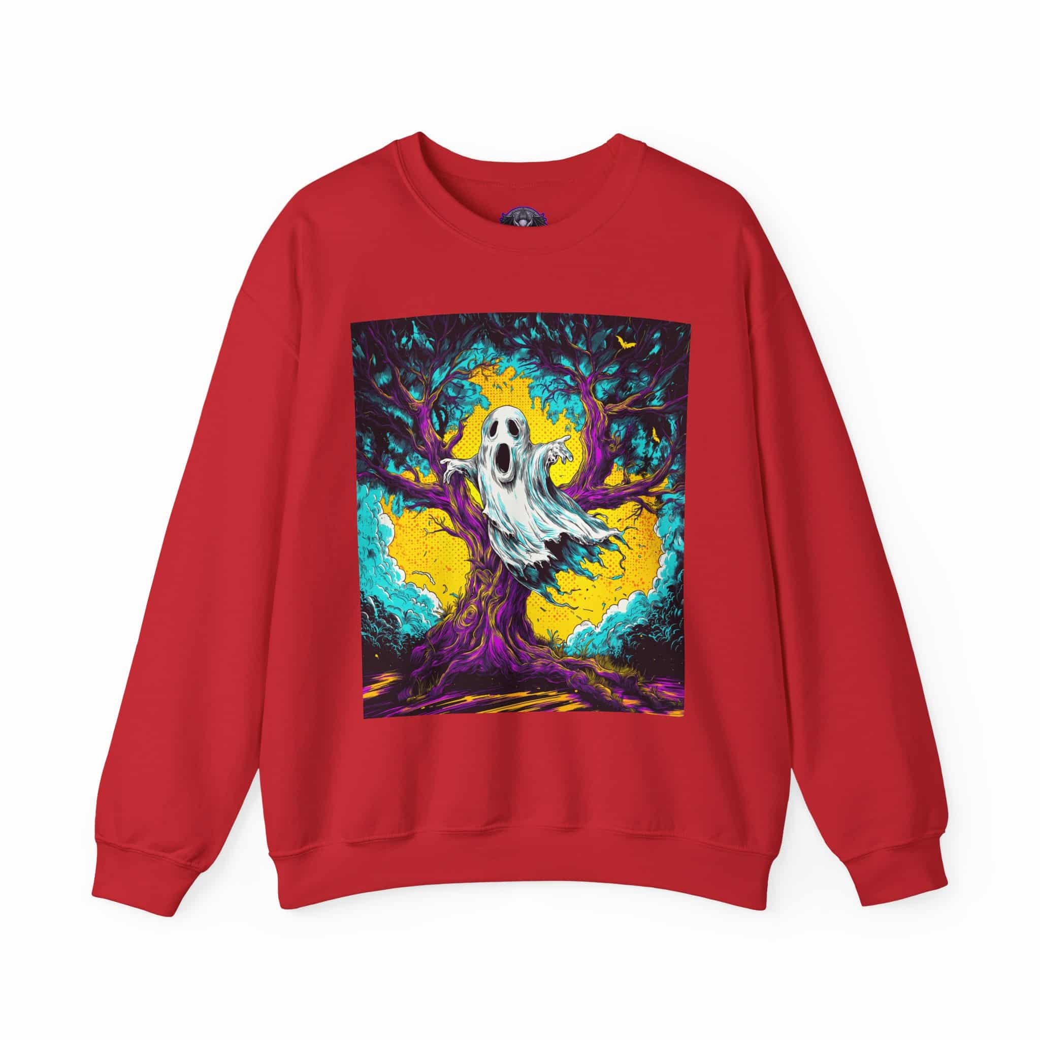 Ghost & Spooky Tree Pop 60’s Art Style Unisex Heavy Blend™ Crewneck Sweatshirt - Image 57