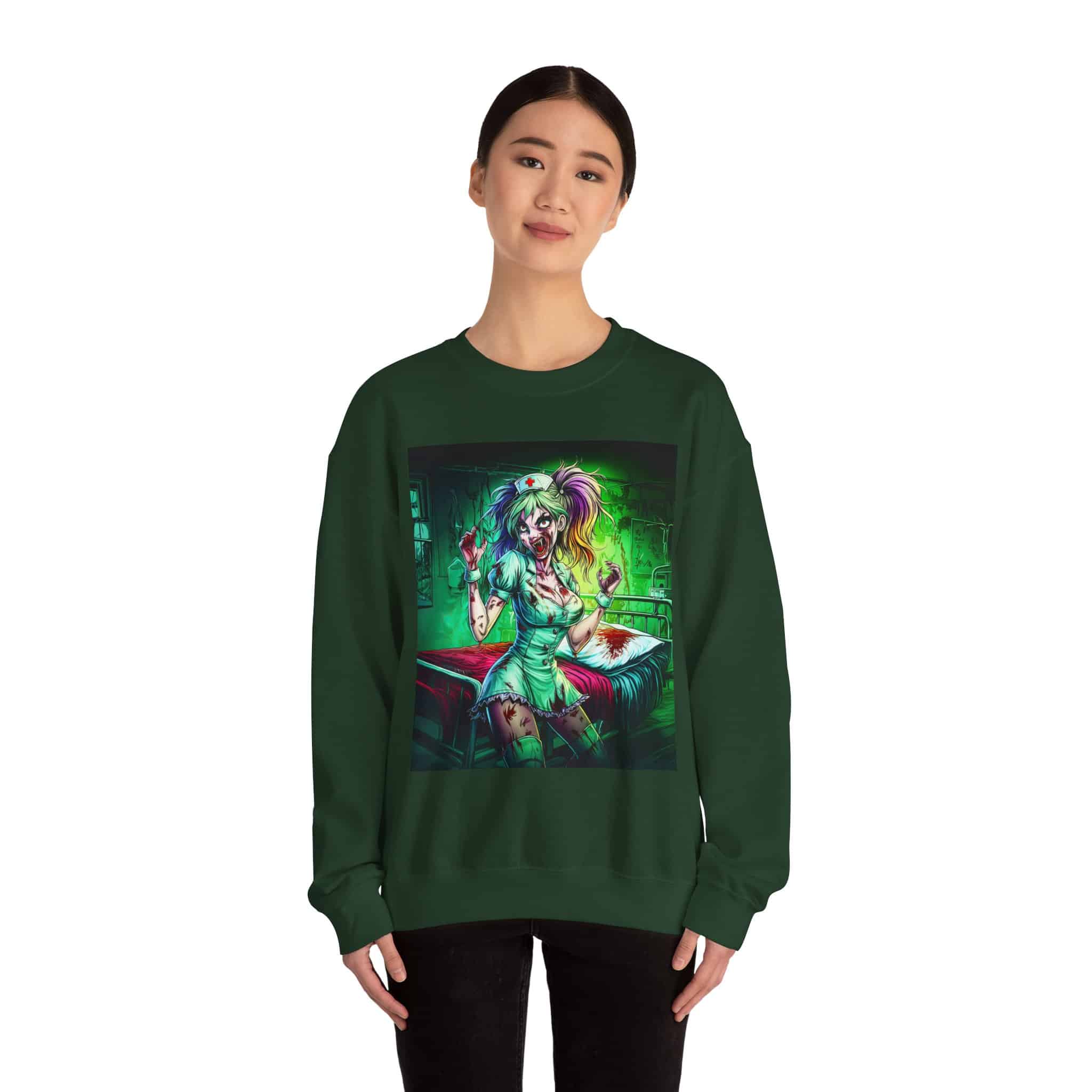 Undead Angels Zombie Nurse Lexi 001 Unisex Heavy Blend™ Crewneck Sweatshirt - Image 4