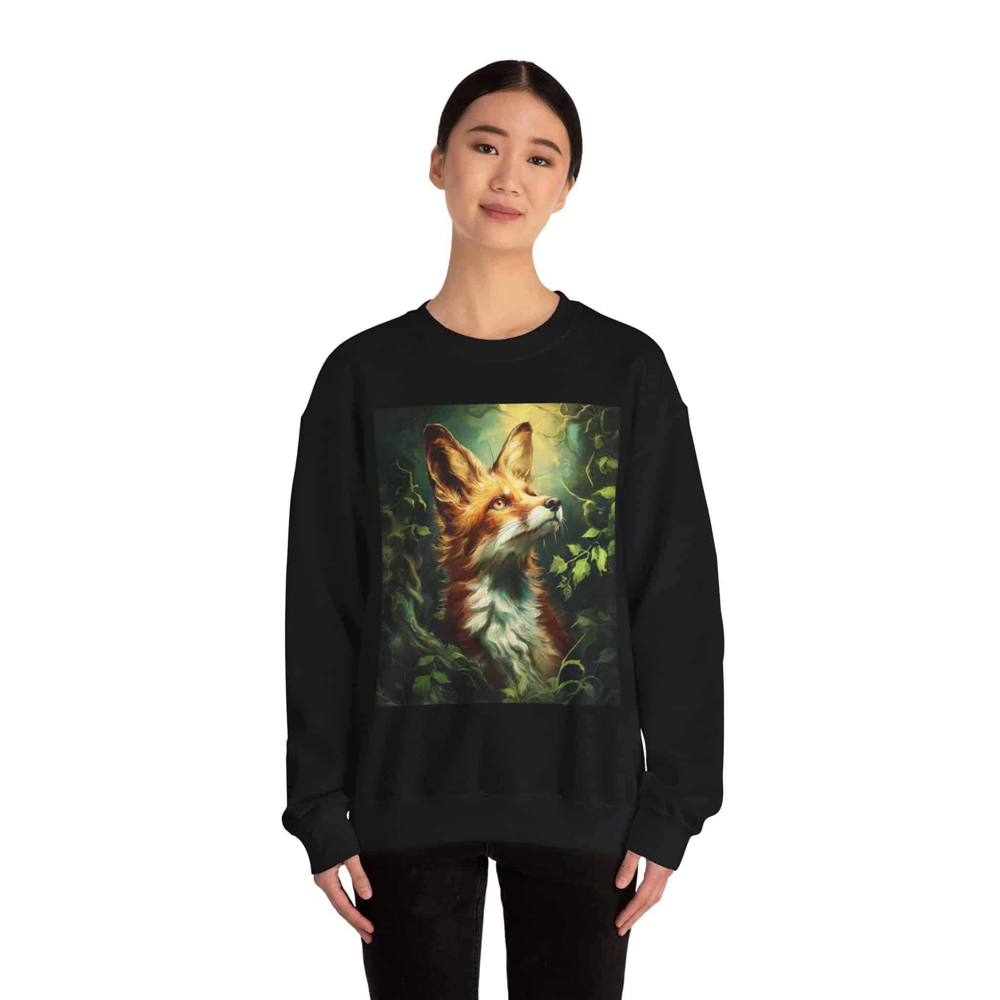 Fox In Brush Unisex Tee by Wyldesigns Unisex Heavy Blend™ Crewneck Sweatshirt - Image 4