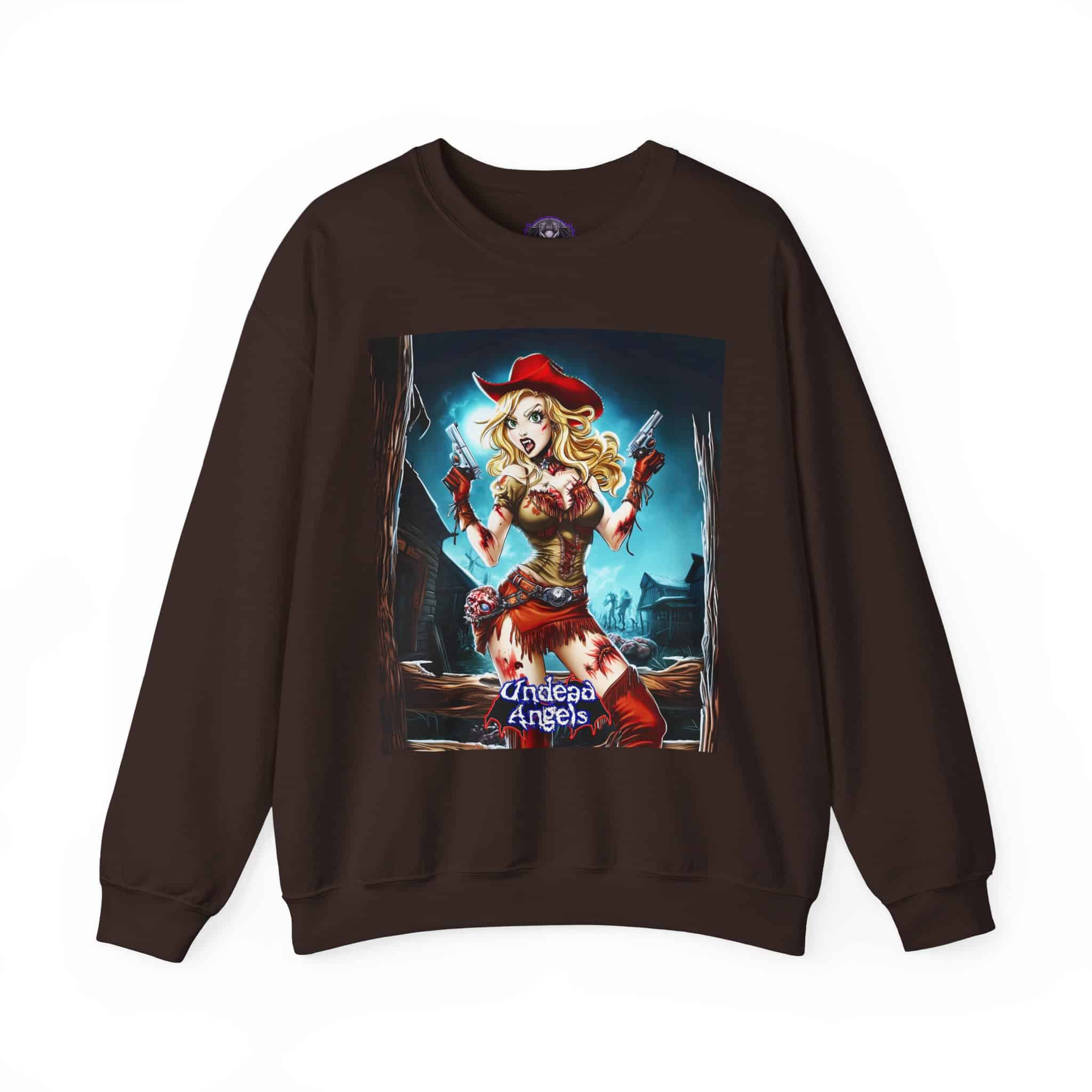 Undead Angels Zombie Cowgirl Cassidy Classic Reborn Style III Unisex Heavy Blend™ Crewneck Sweatshirt - Image 3