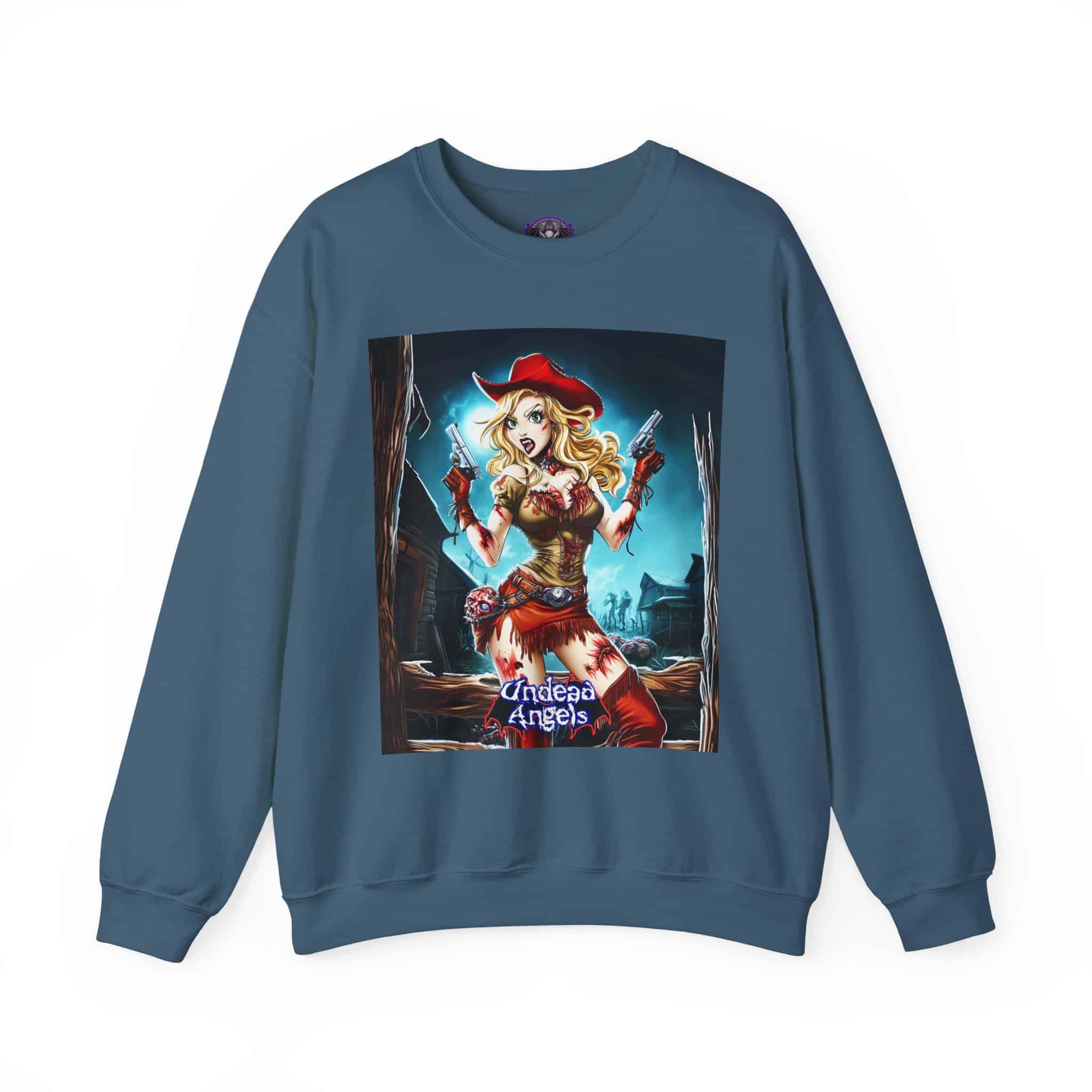 Undead Angels Zombie Cowgirl Cassidy Classic Reborn Style III Unisex Heavy Blend™ Crewneck Sweatshirt - Image 15