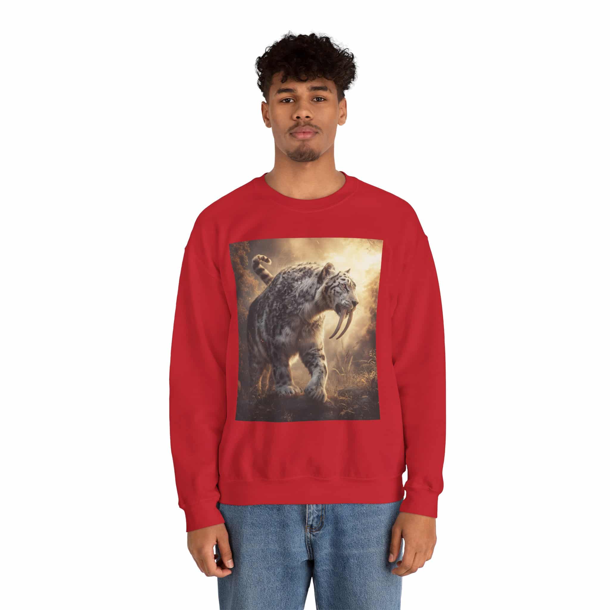 Prehistoric Smilodon aka Sabre-Tooth Tiger VIII Unisex Heavy Blend™ Crewneck Sweatshirt - Image 45