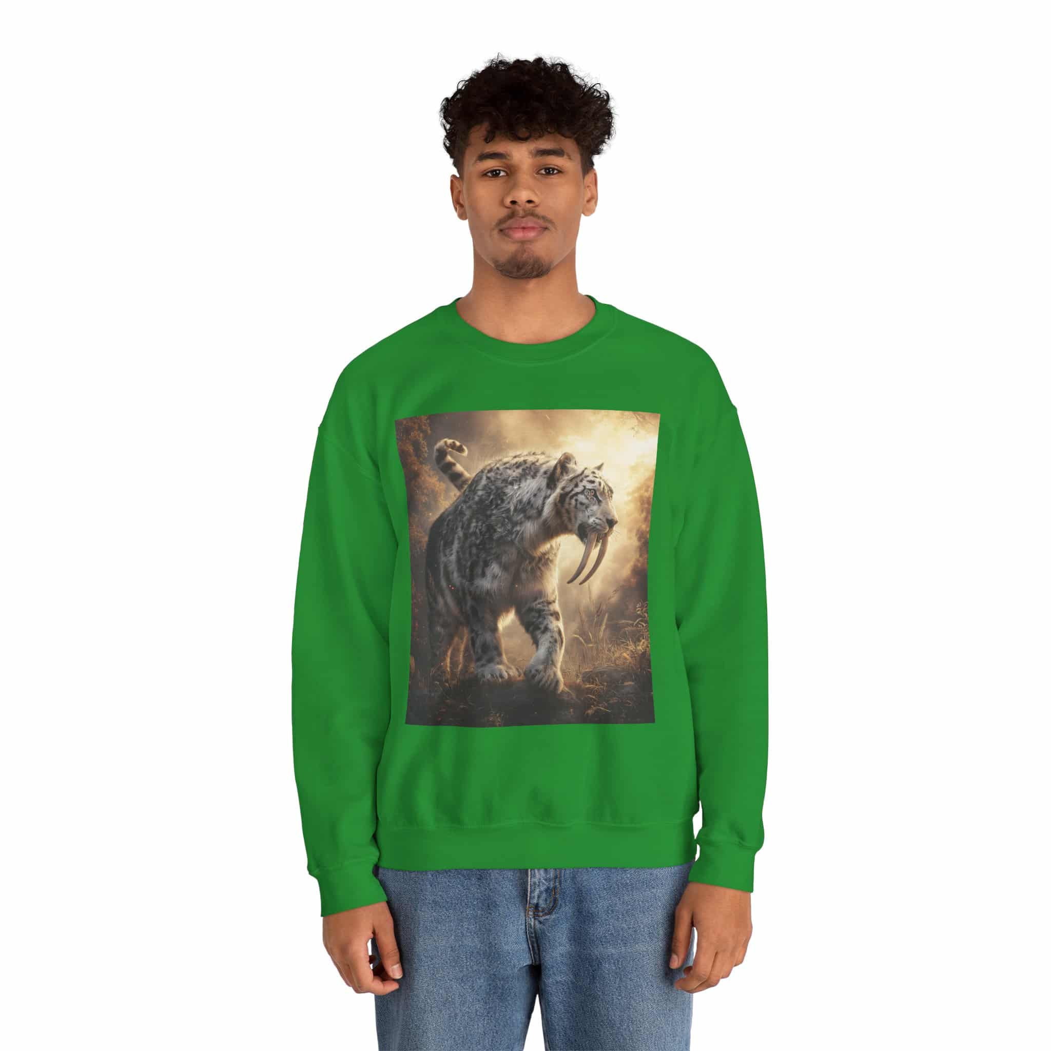 Prehistoric Smilodon aka Sabre-Tooth Tiger VIII Unisex Heavy Blend™ Crewneck Sweatshirt - Image 27