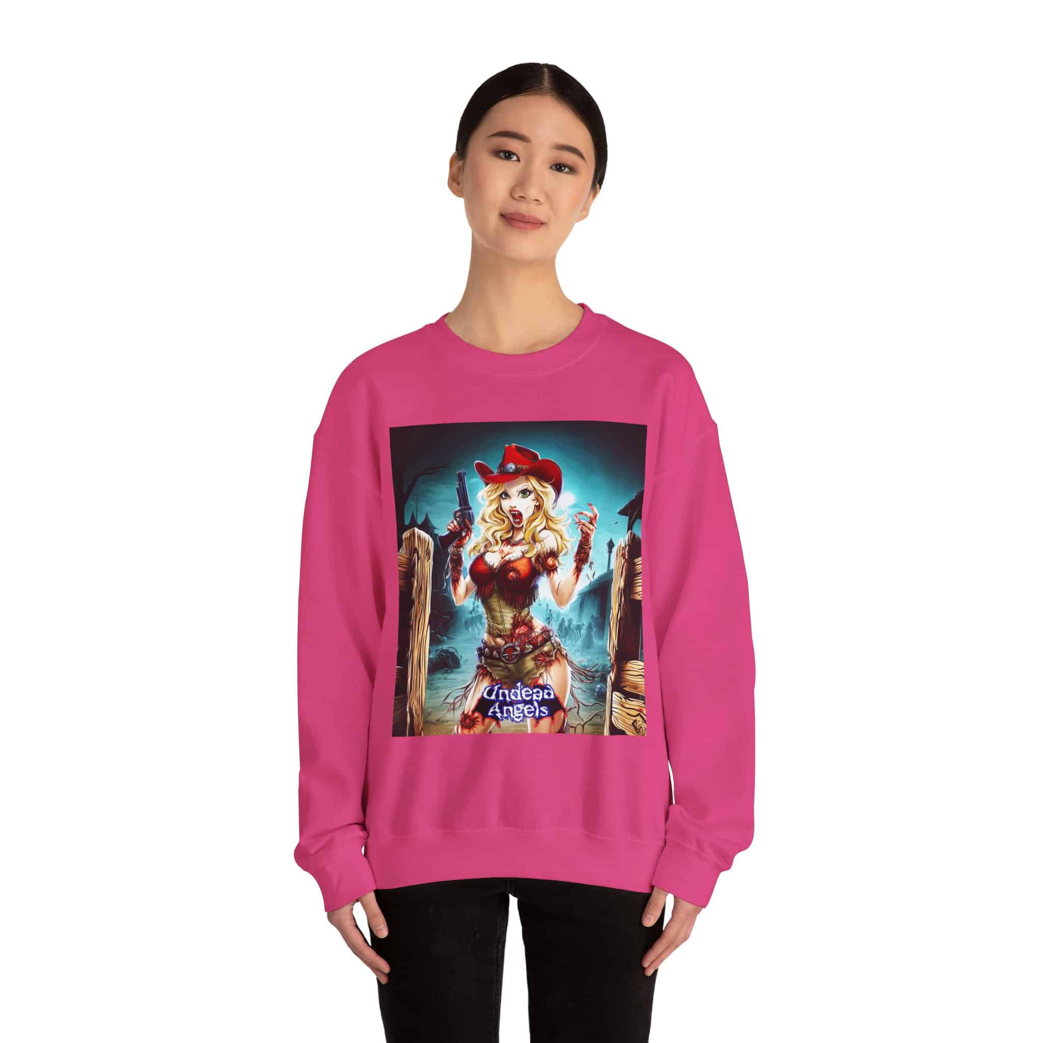 Undead Angels Zombie Cowgirl Cassidy Classic Reborn Style II Unisex Heavy Blend™ Crewneck Sweatshirt - Image 28
