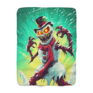 Sadistic Snowman Sherpa Blanket, Cozy Fleece Throw for Halloween, Home Decor for Winter Nights, Unique Gift for Kids, Warm Soft Blanket