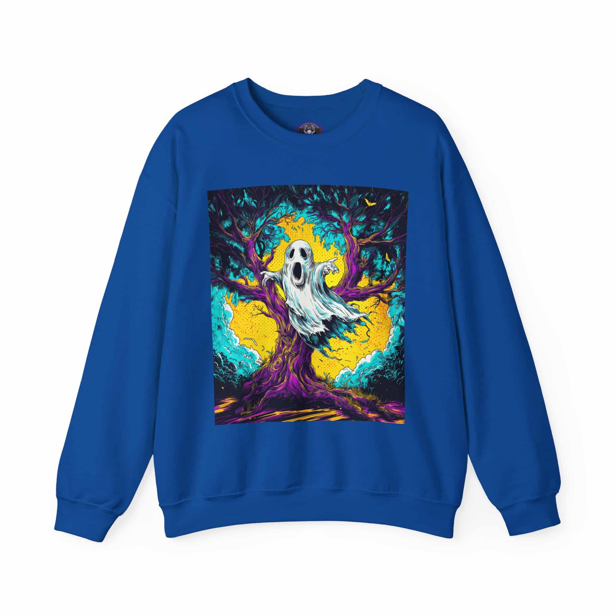 Ghost & Spooky Tree Pop 60’s Art Style Unisex Heavy Blend™ Crewneck Sweatshirt - Image 45