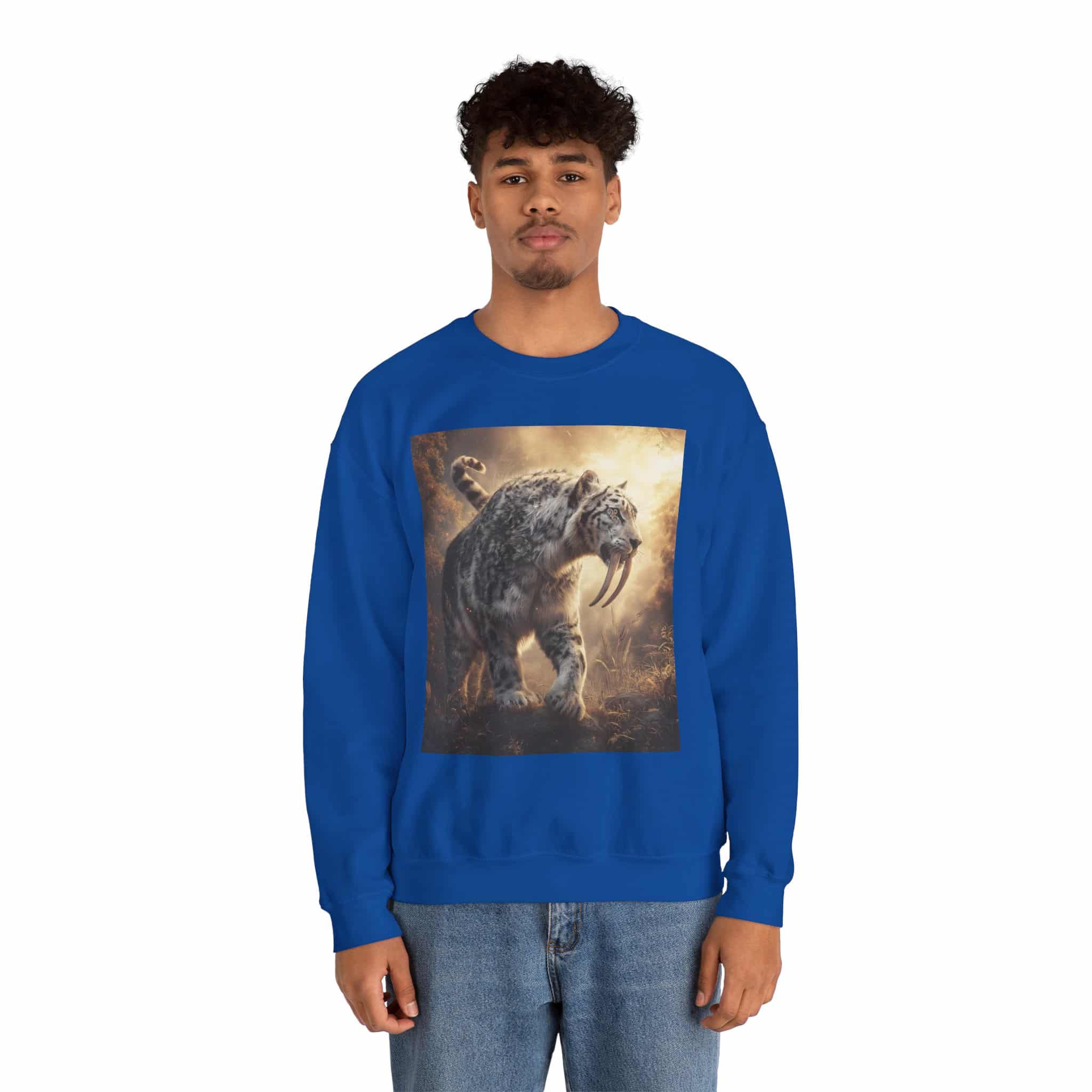 Prehistoric Smilodon aka Sabre-Tooth Tiger VIII Unisex Heavy Blend™ Crewneck Sweatshirt - Image 33