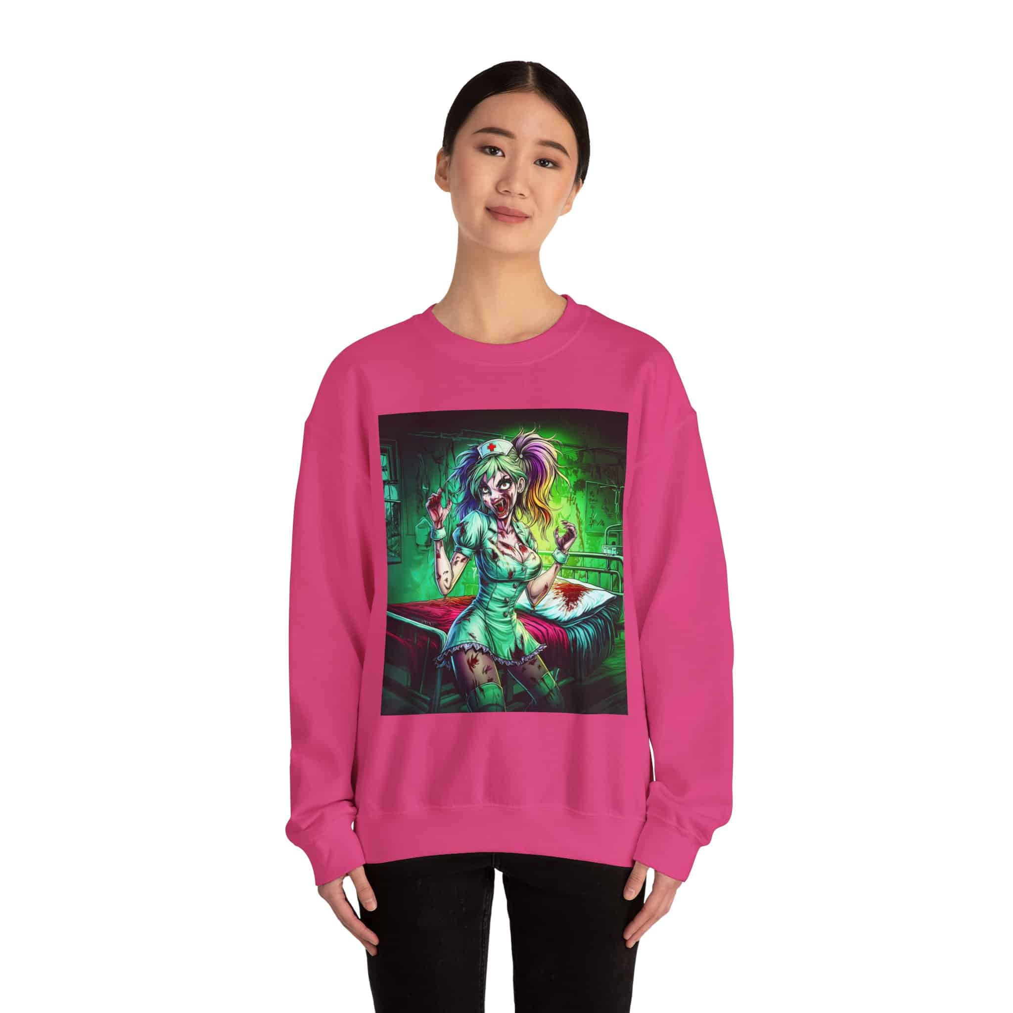Undead Angels Zombie Nurse Lexi 001 Unisex Heavy Blend™ Crewneck Sweatshirt - Image 56