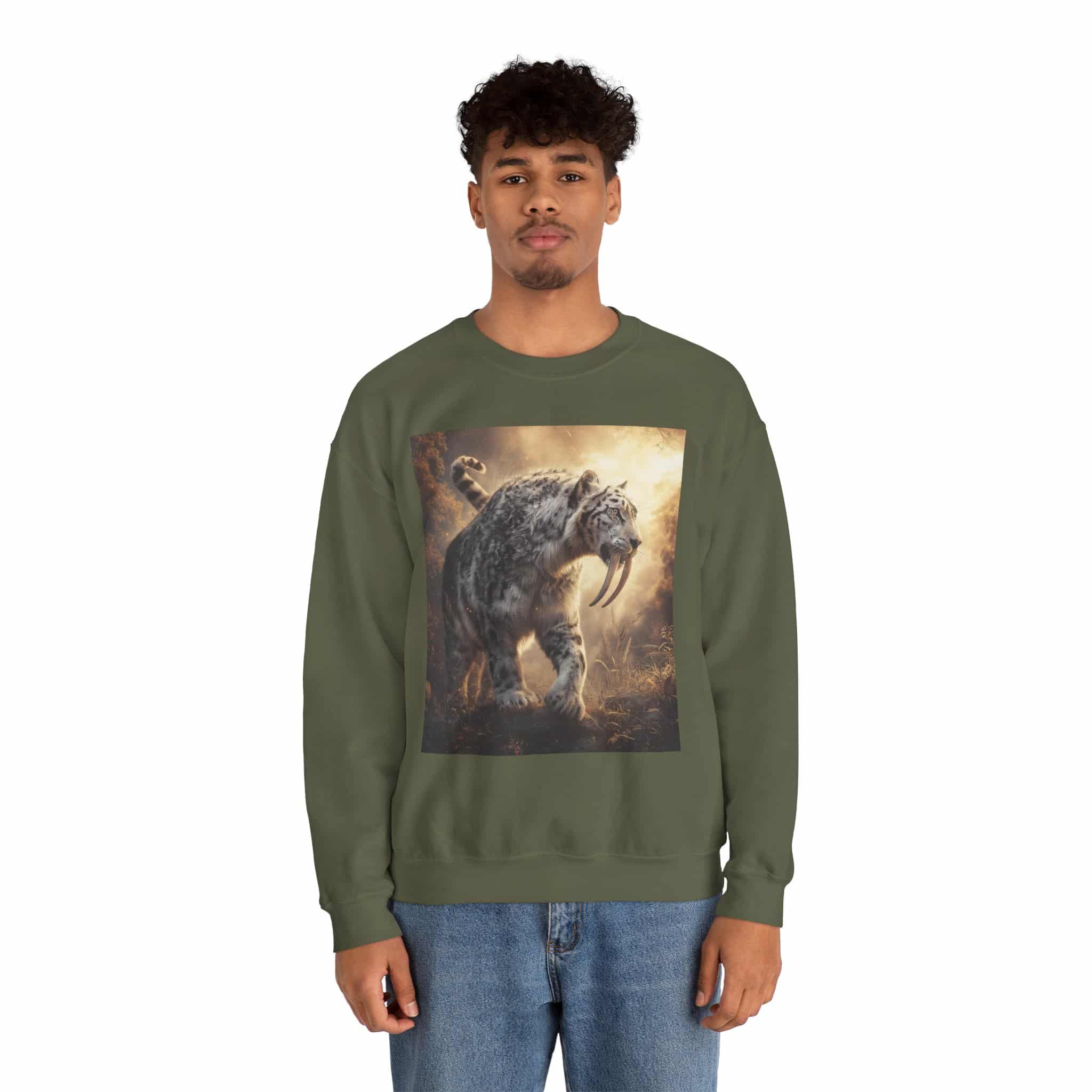 Prehistoric Smilodon aka Sabre-Tooth Tiger VIII Unisex Heavy Blend™ Crewneck Sweatshirt - Image 24