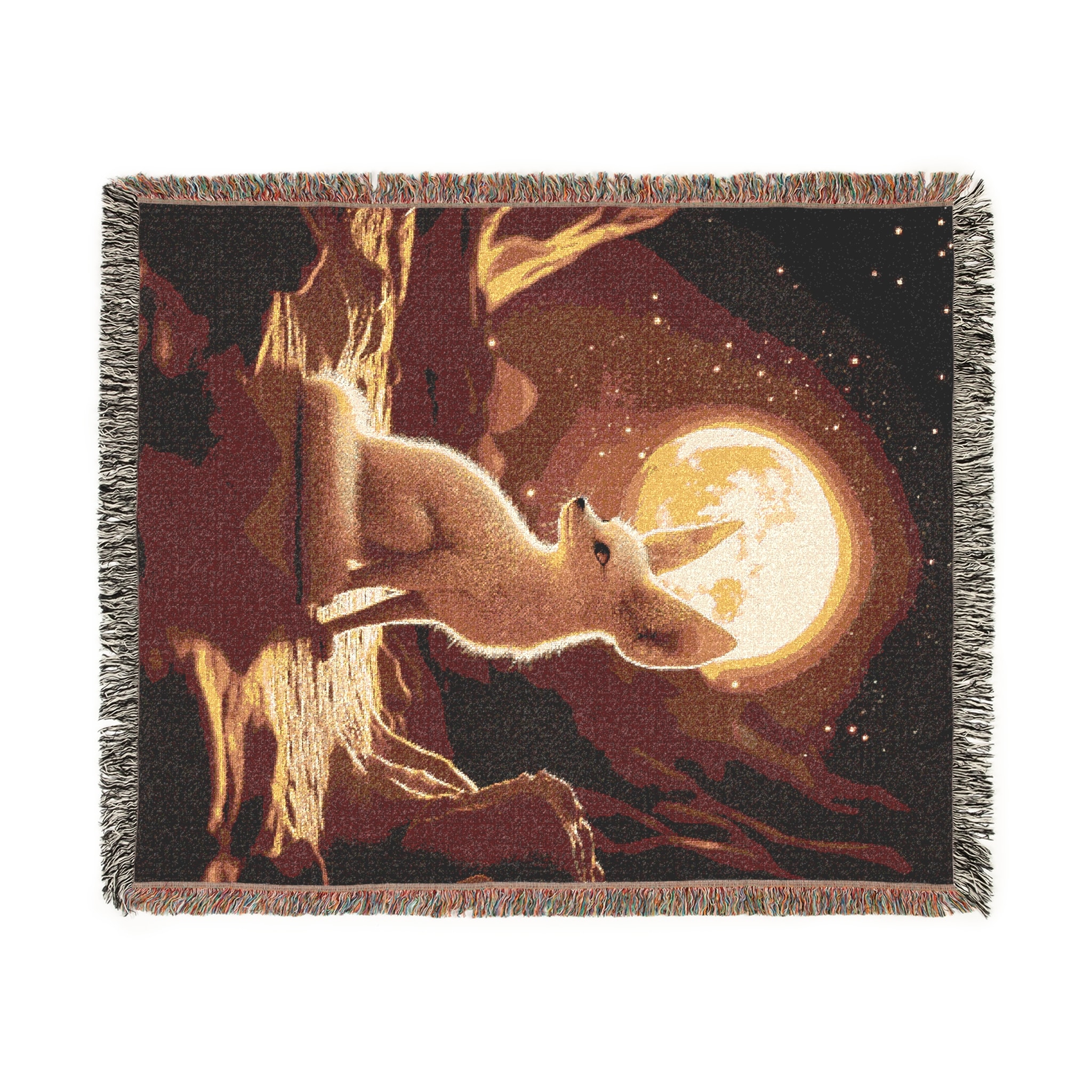 Fennec Fox In Desert Moonlight Woven Blanket, Cozy Throw for Halloween, Fall Decor, Perfect for Movie Nights, Gift for Animal Lovers, Home Accessories - Image 2