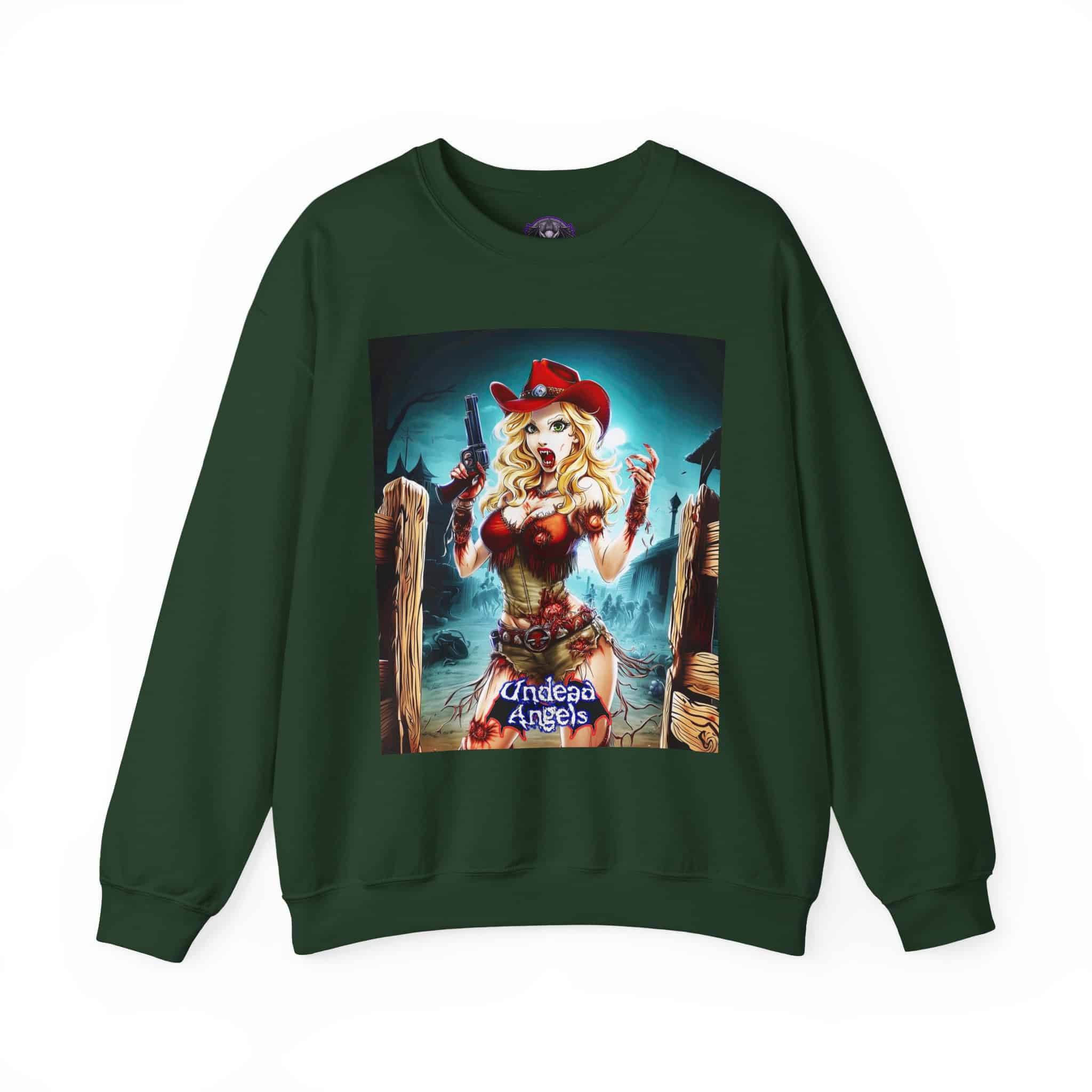 Undead Angels Zombie Cowgirl Cassidy Classic Reborn Style II Unisex Heavy Blend™ Crewneck Sweatshirt - Image 11