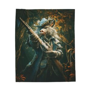 Arm The Animals: Hunter Wild Boar #AA029 Plush Blanket, Cozy Throw for Fall Decor